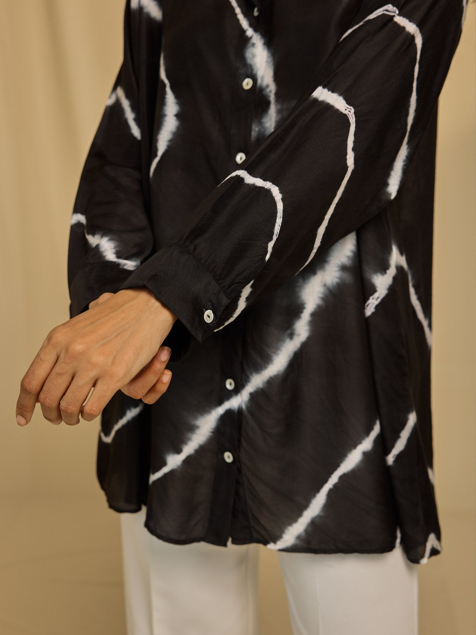 Black Tie N Dye Viscose Silk Shirt