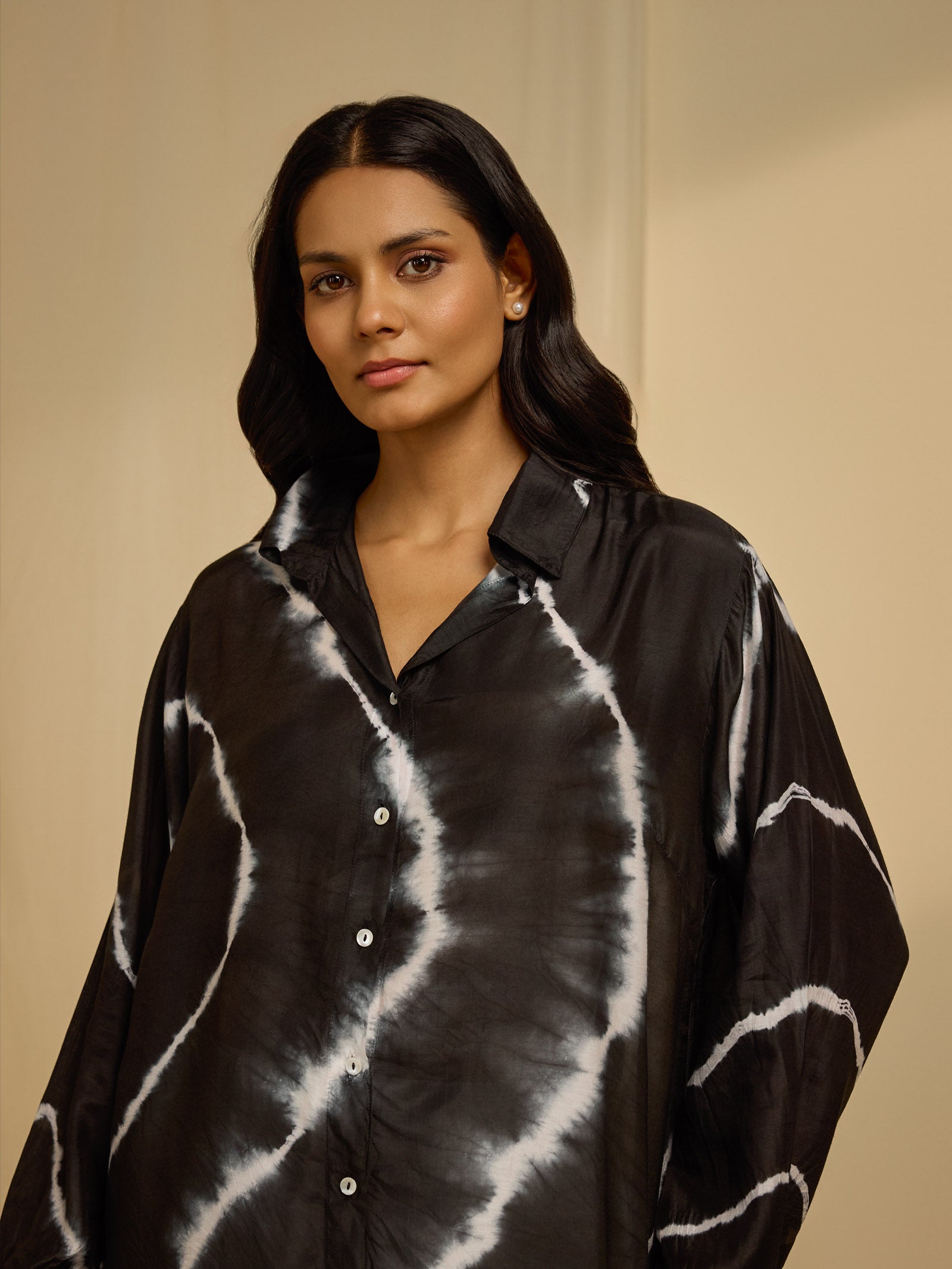 Black Tie N Dye Viscose Silk Shirt