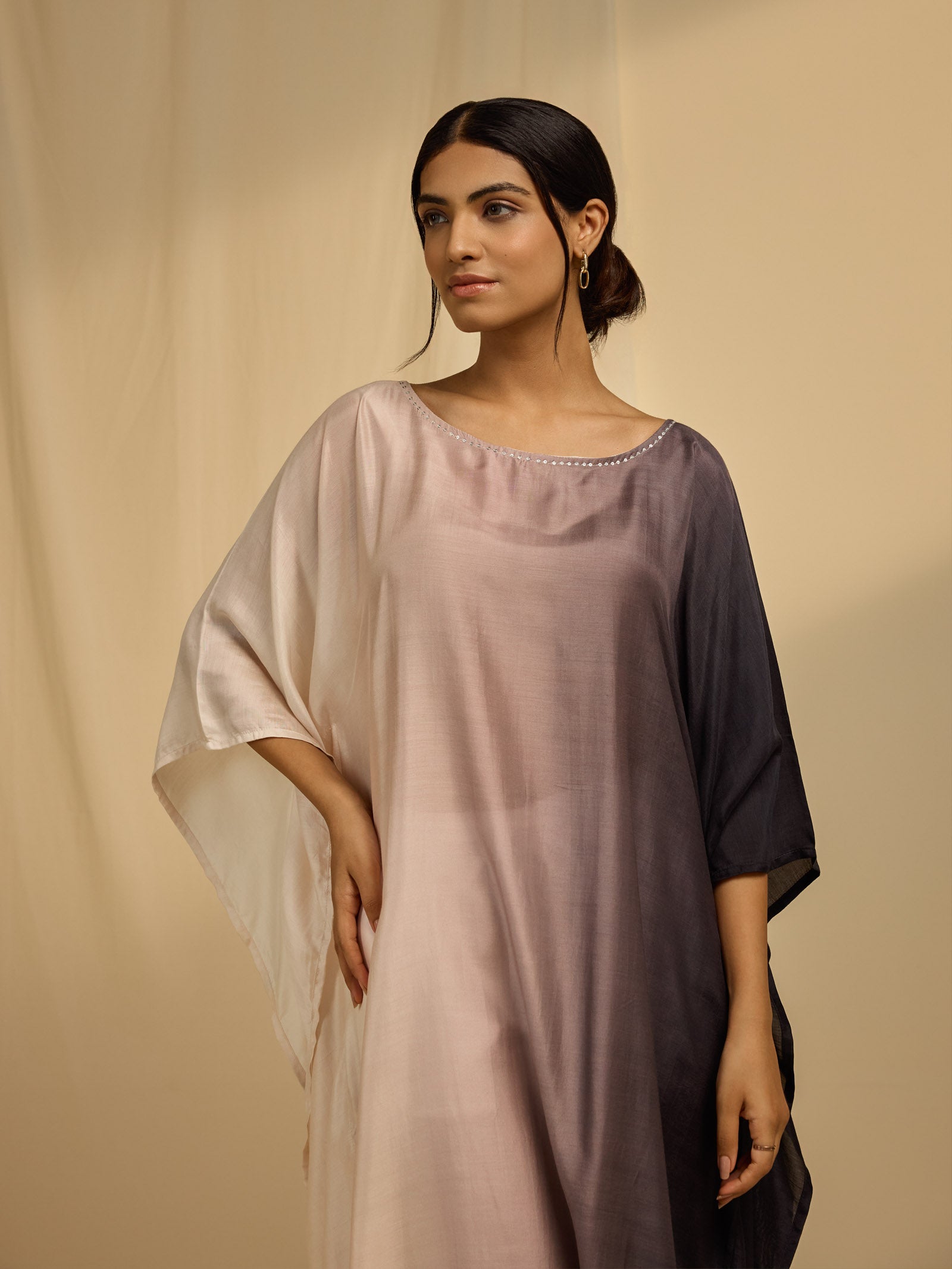 Ombre Black Silk Kaftan