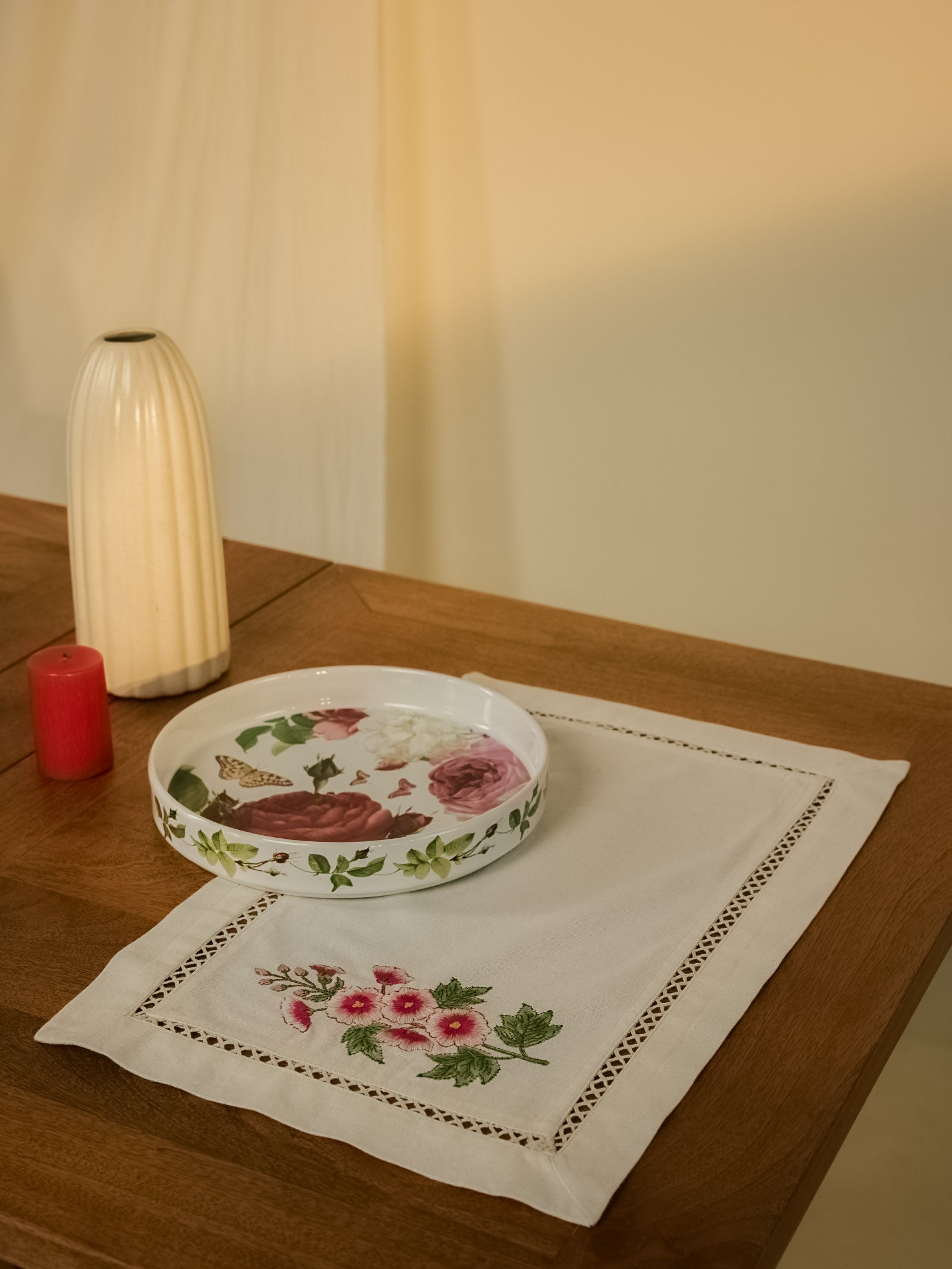 Hollyhock Emb Table Mat