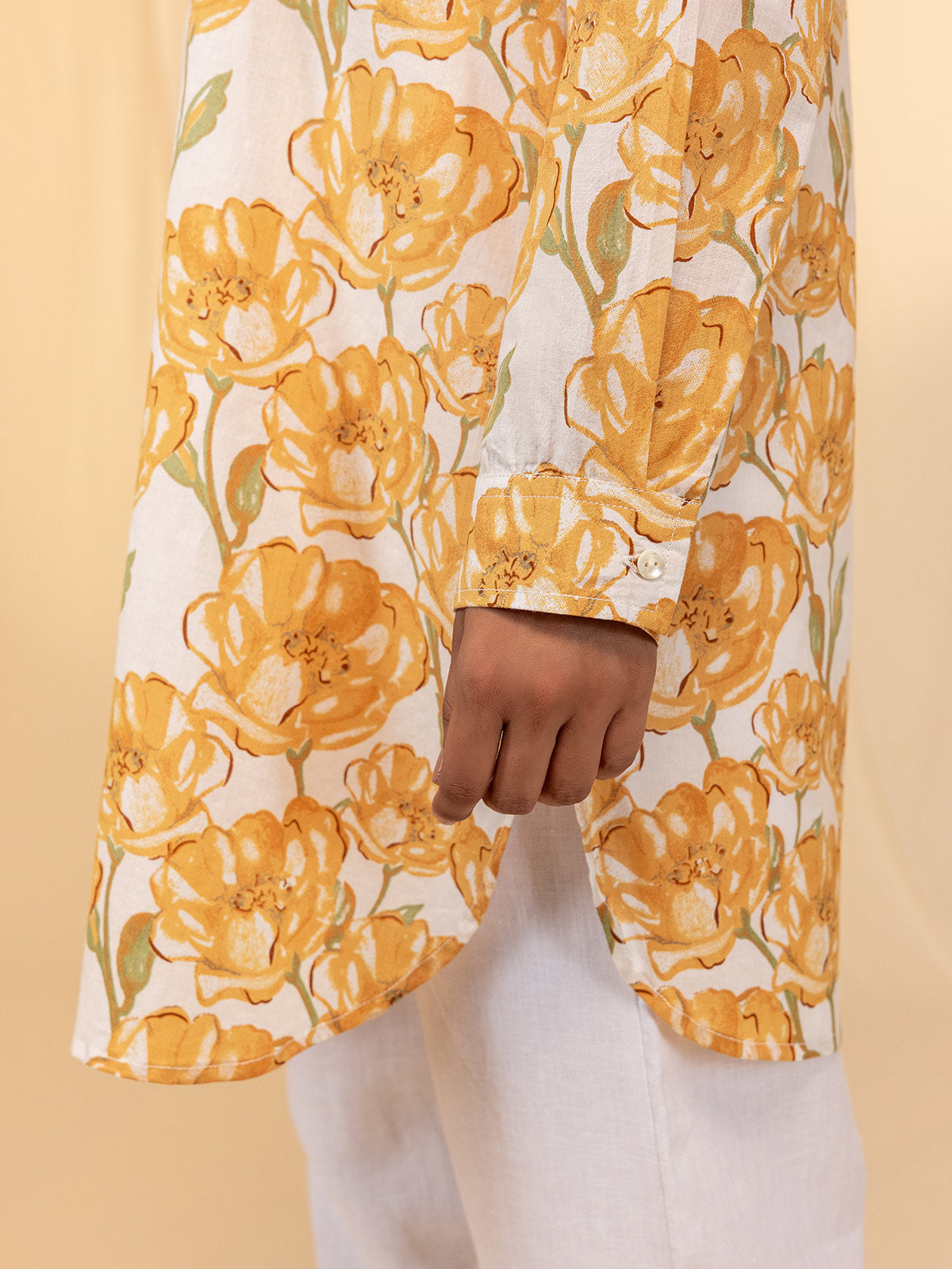 Yellow Flower Cotton Jacket Shirt