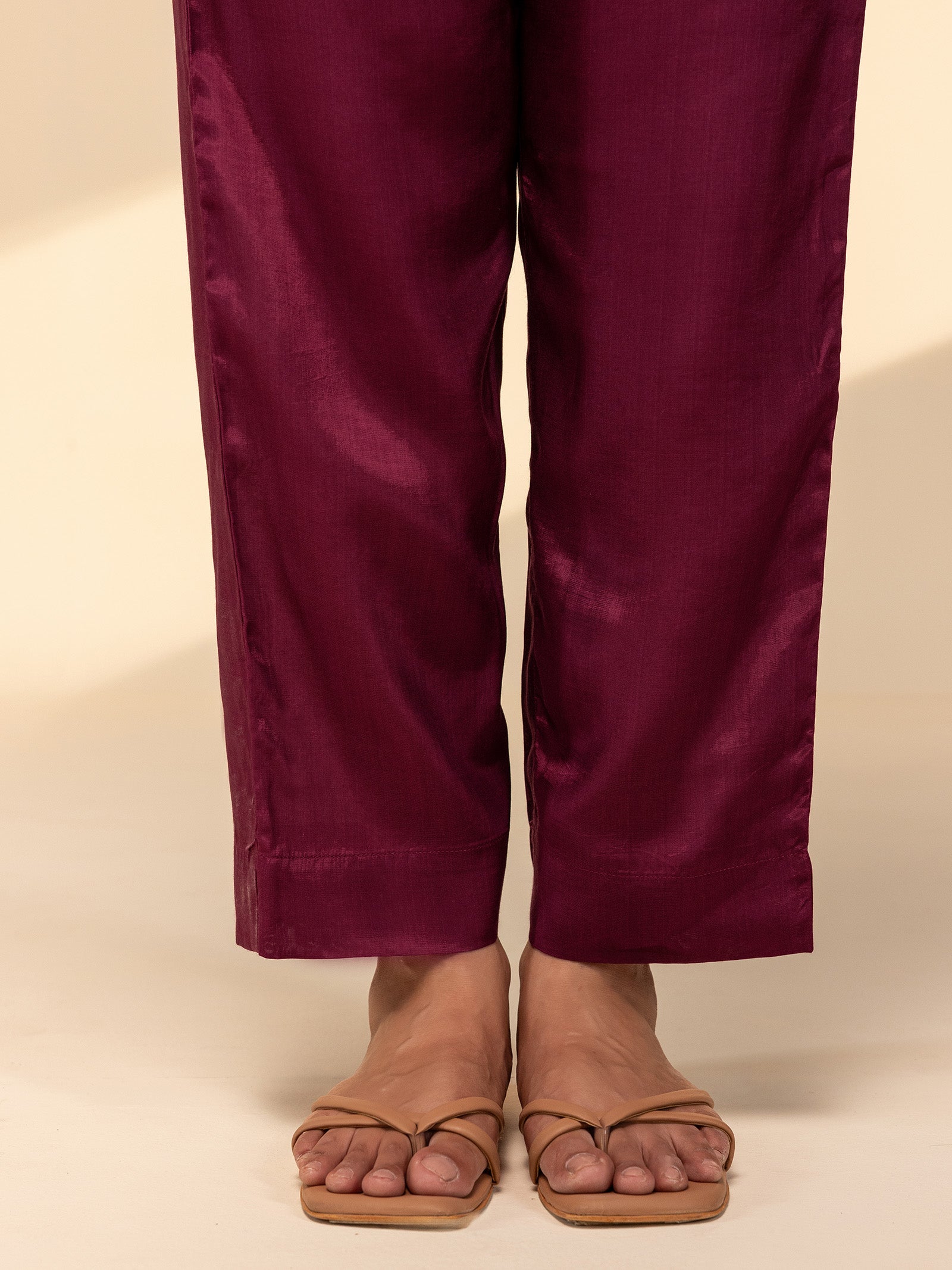 Bamboo Silk Maroon Straight Pant