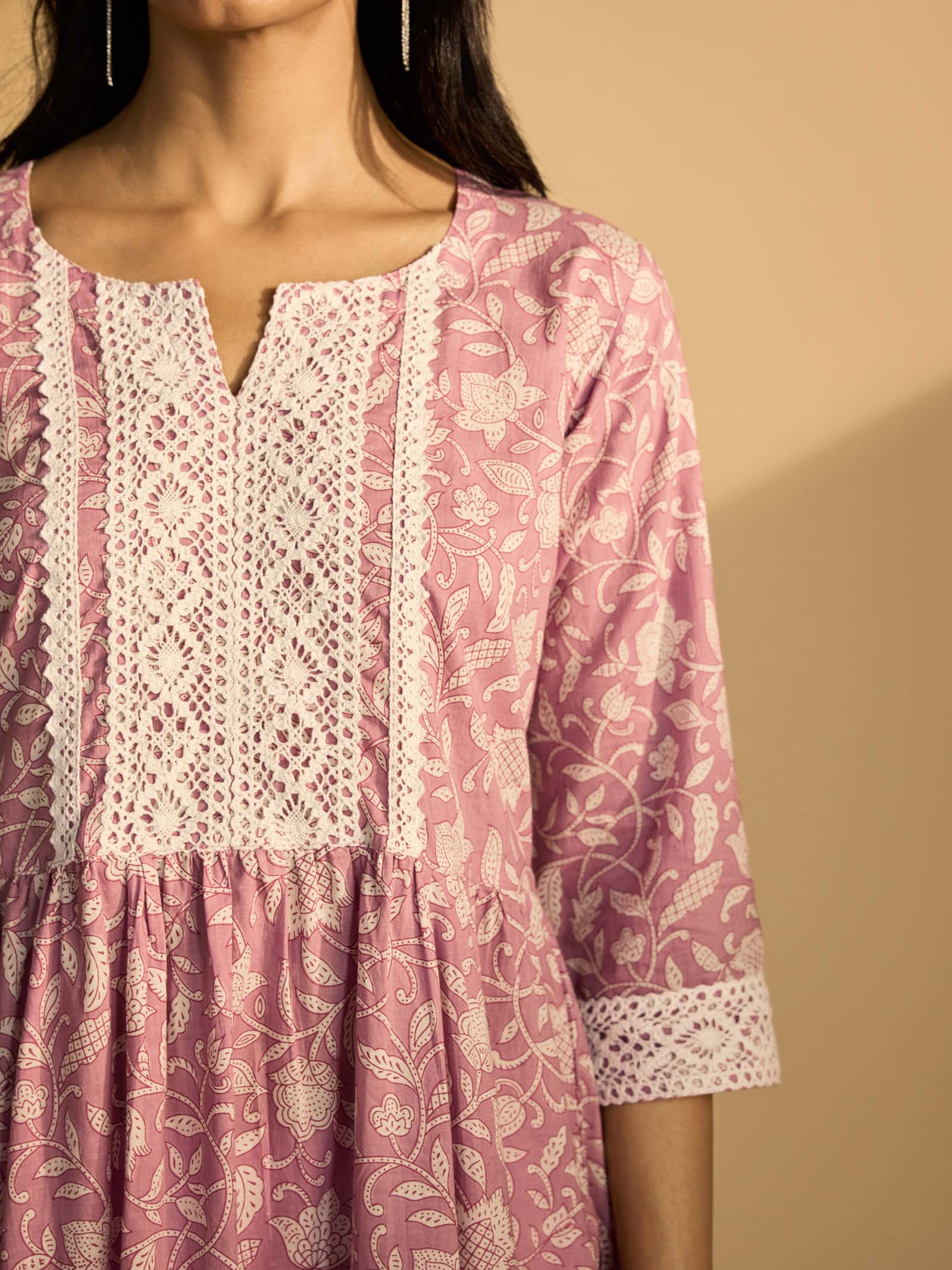 Lavender Flower Cotton Kurta