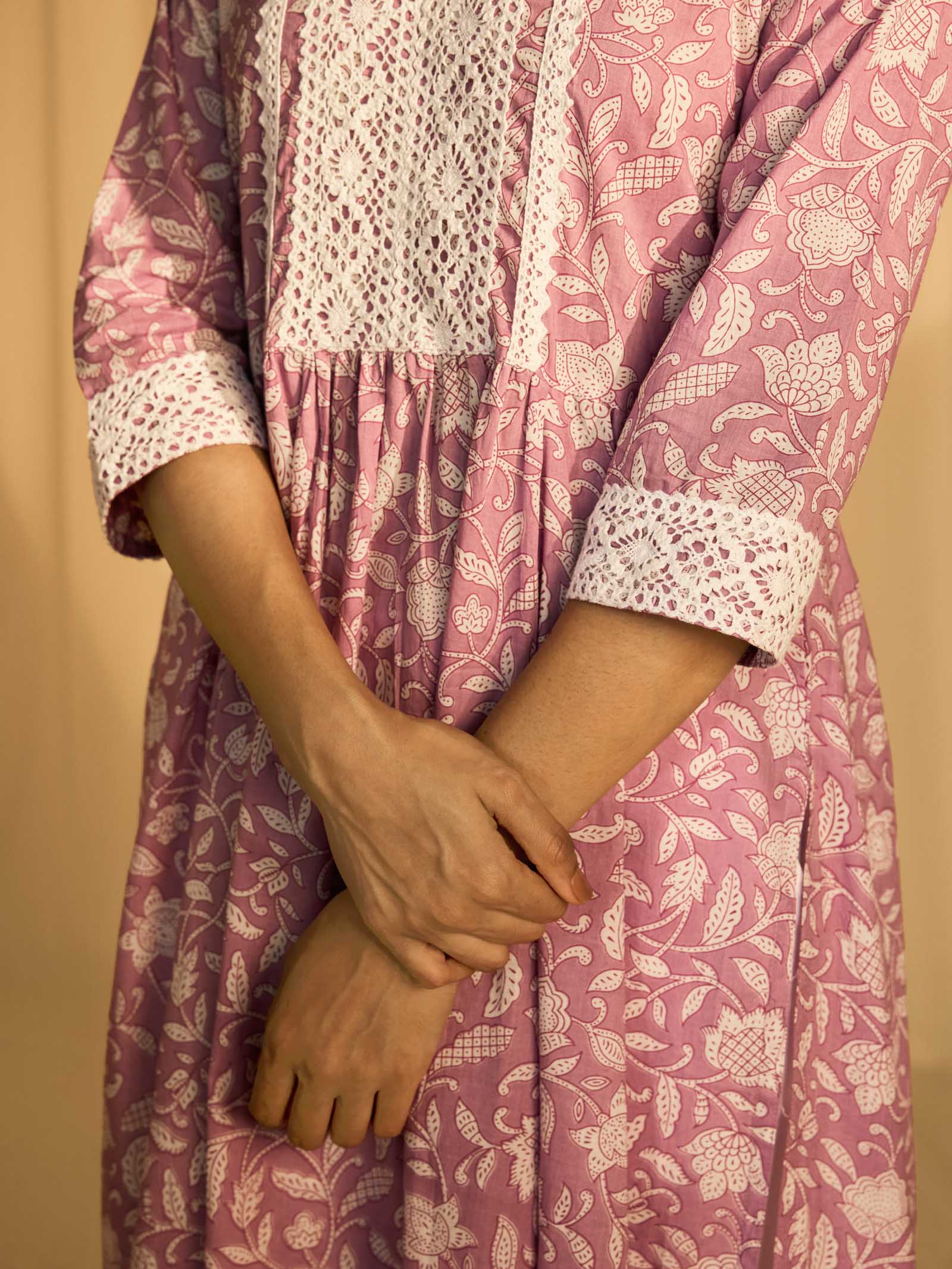 Lavender Flower Cotton Kurta