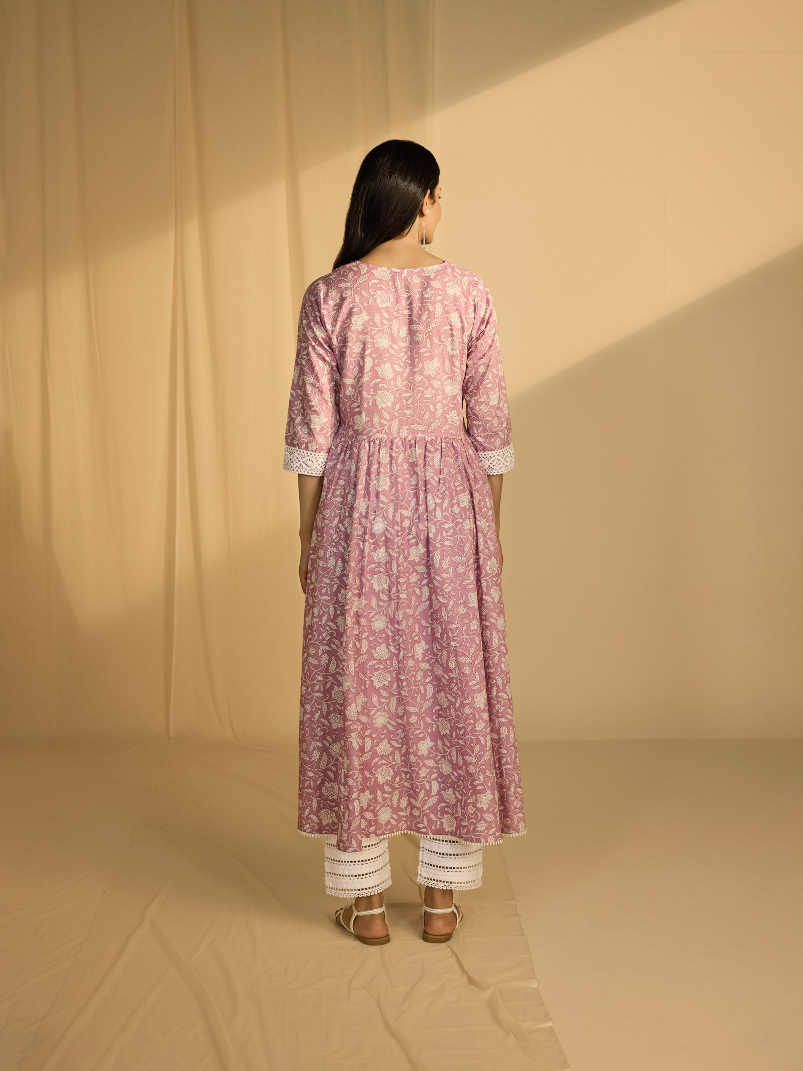 Lavender Flower Cotton Kurta