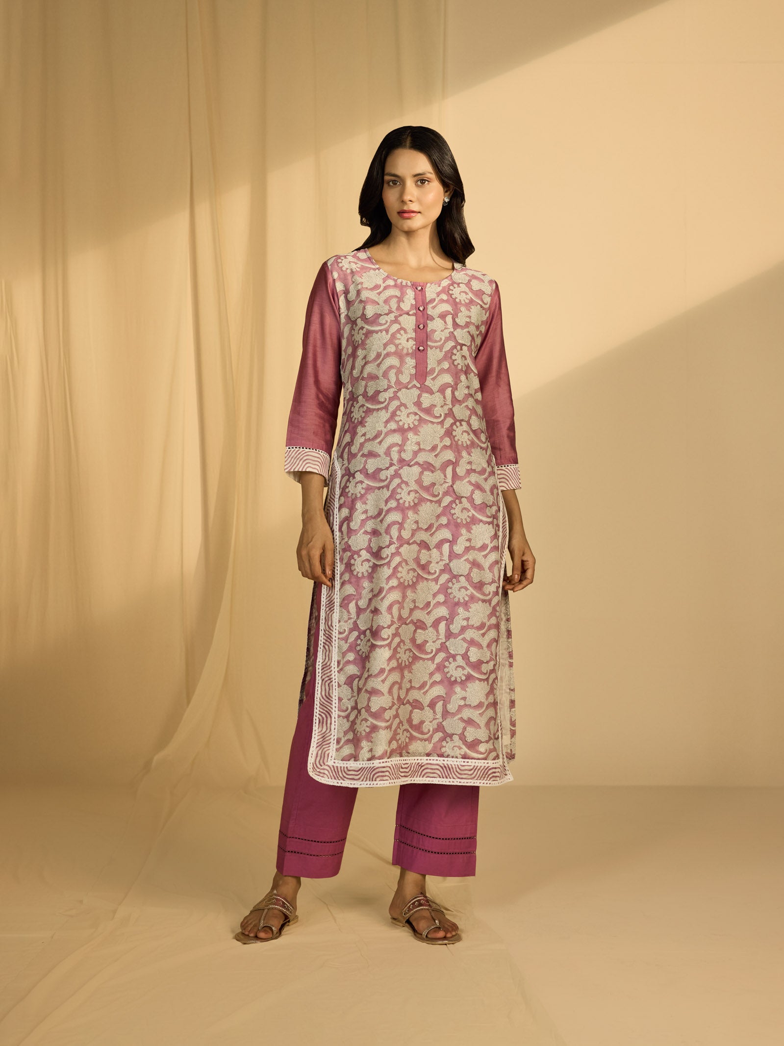 Amethyst Flower Chanderi Kurta