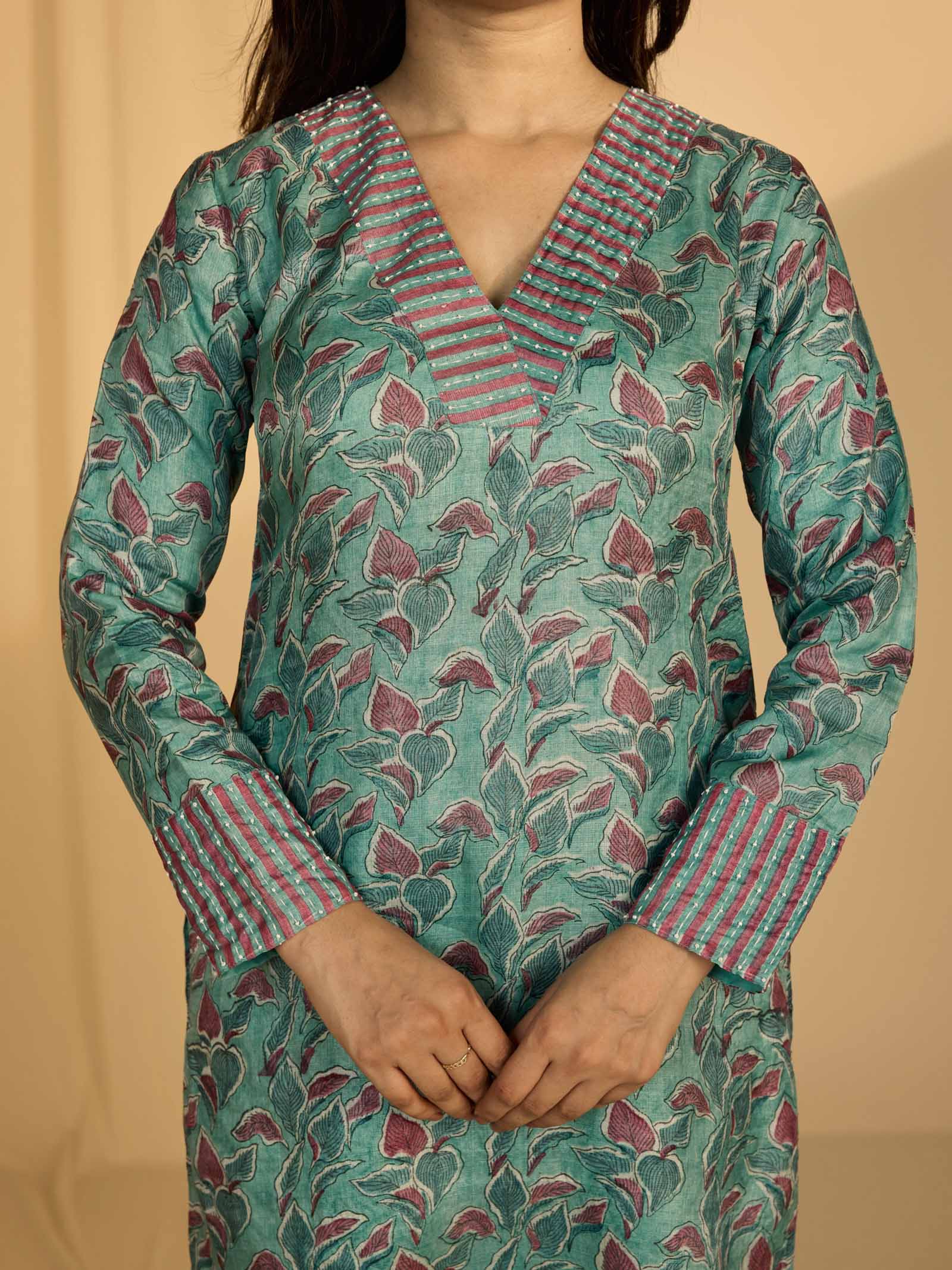 Leaves Tussar Silk Kurta