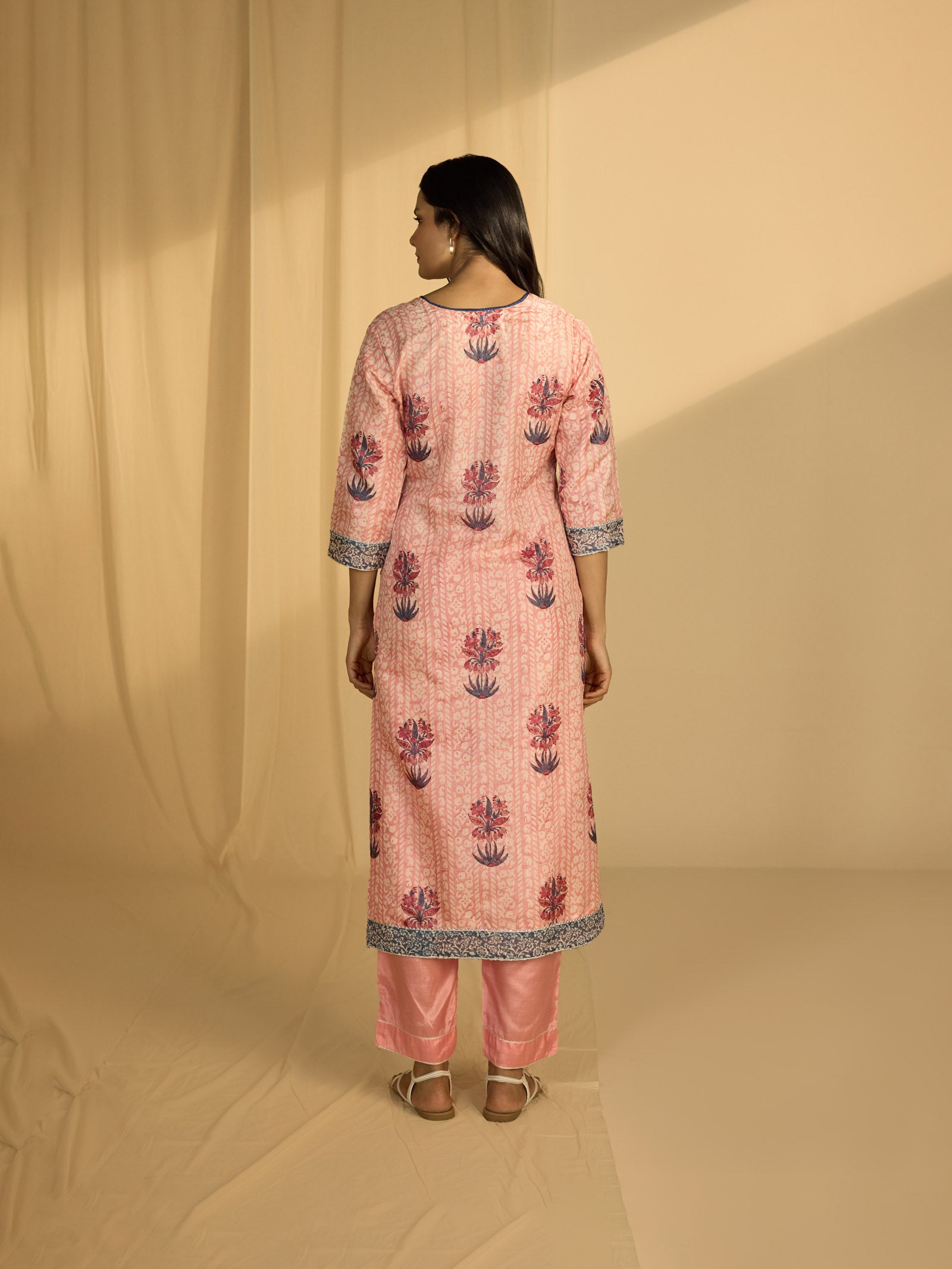 Rose Water Tussar Silk Kurta