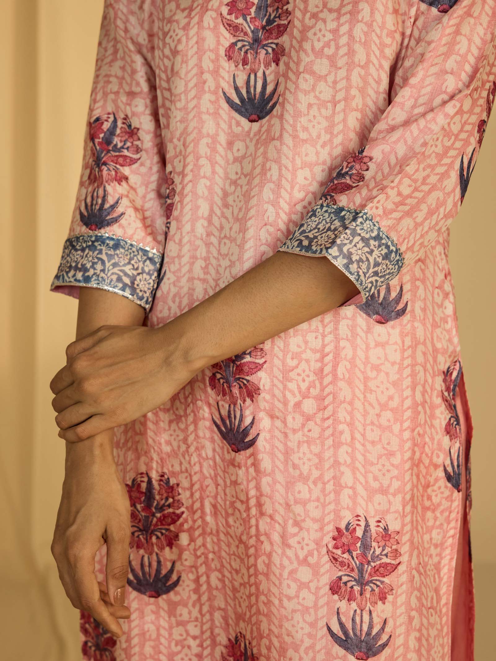 Rose Water Tussar Silk Kurta