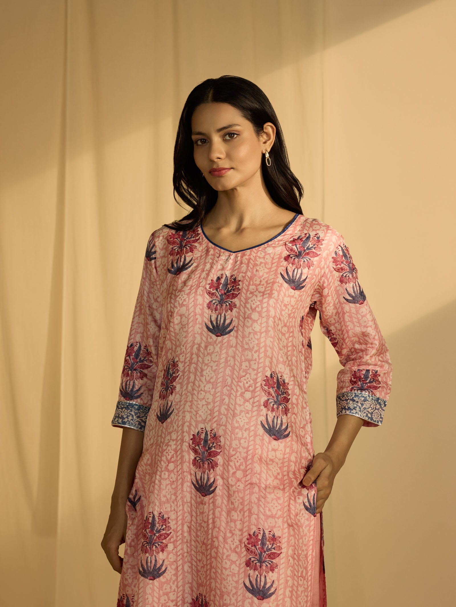 Rose Water Tussar Silk Kurta