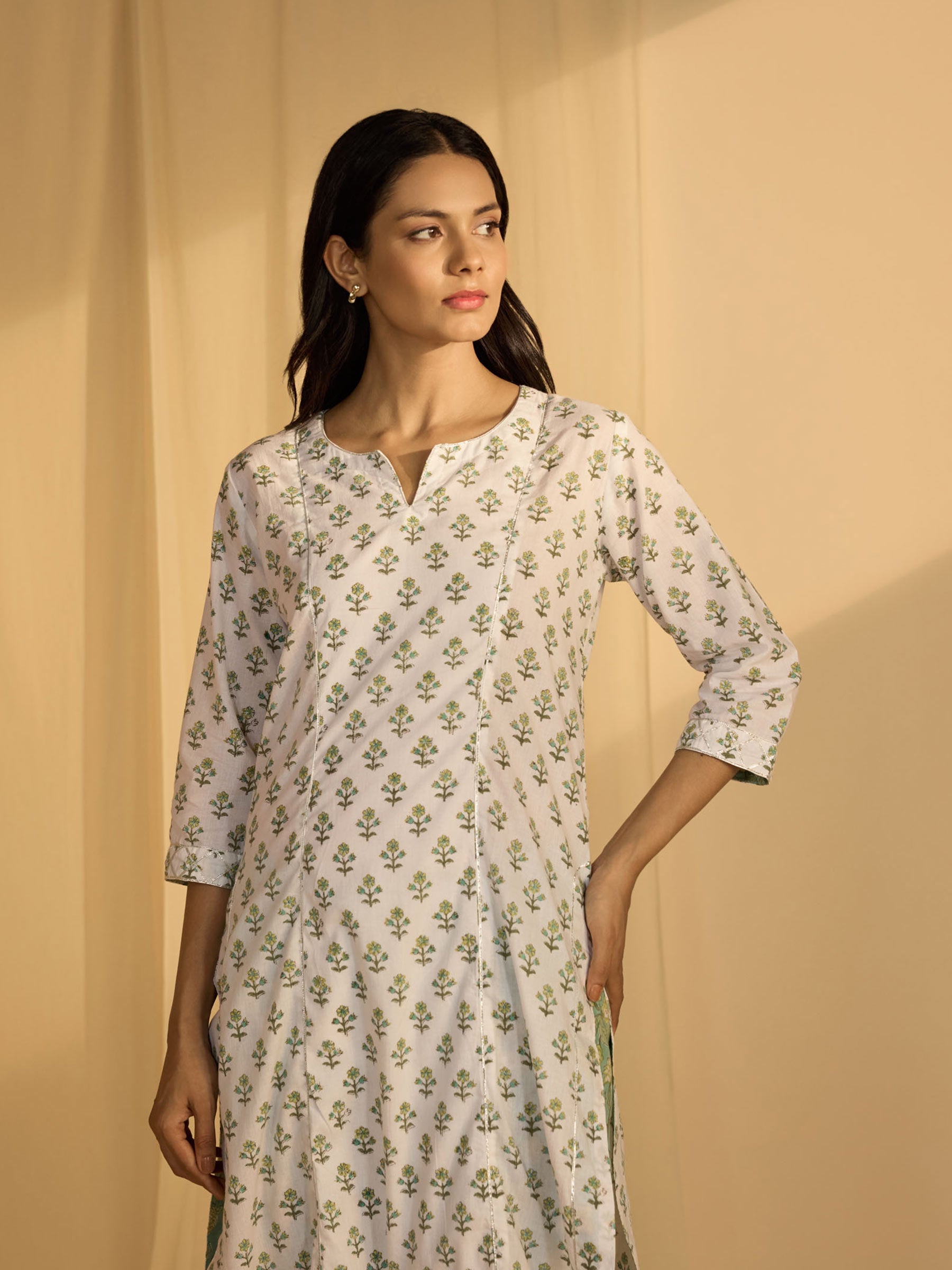 Turquoise For Luck Tiffany Blue Straight Cotton Kurta