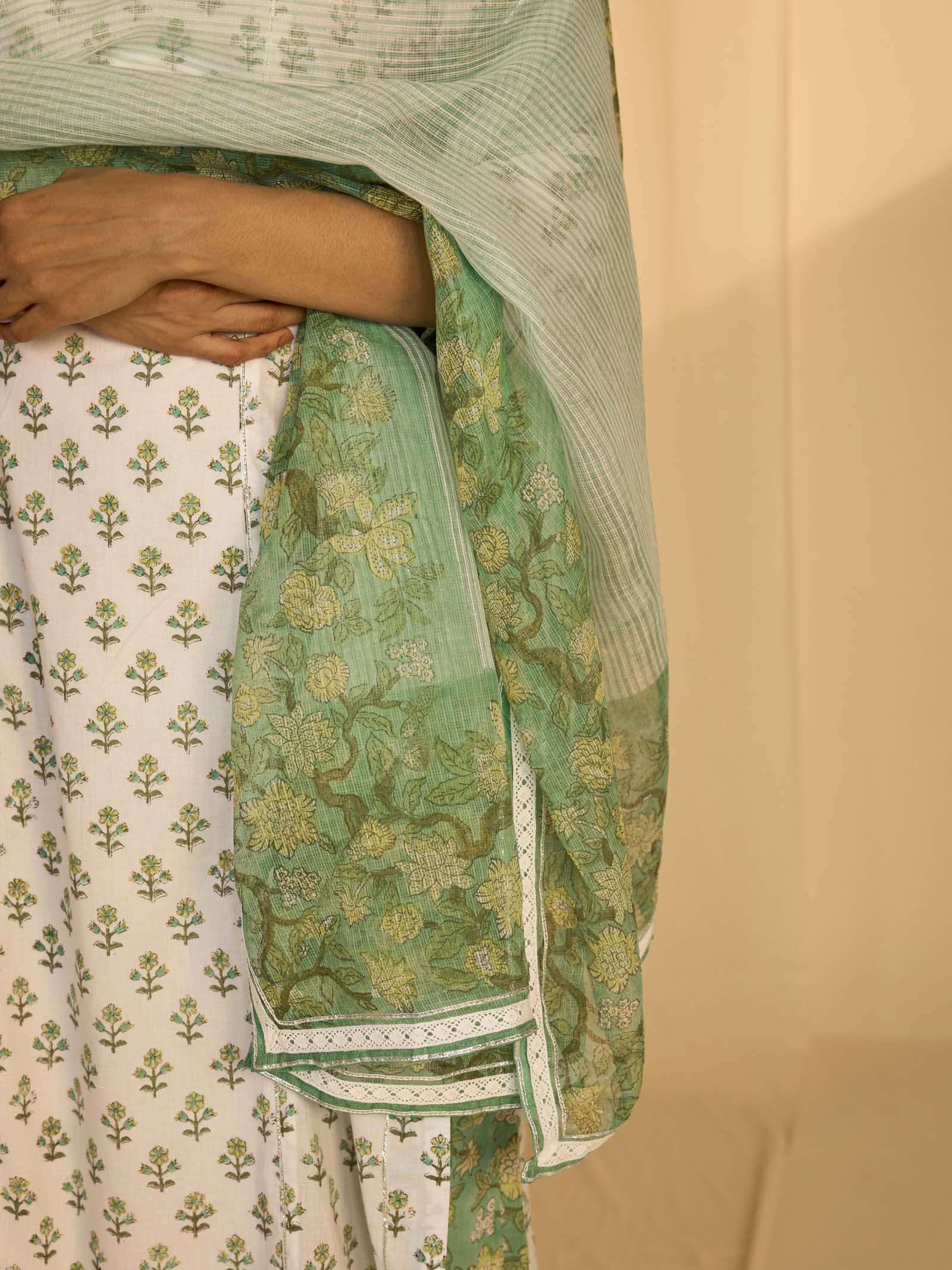 TFL Tiffany Blue Printed Kota Dupatta