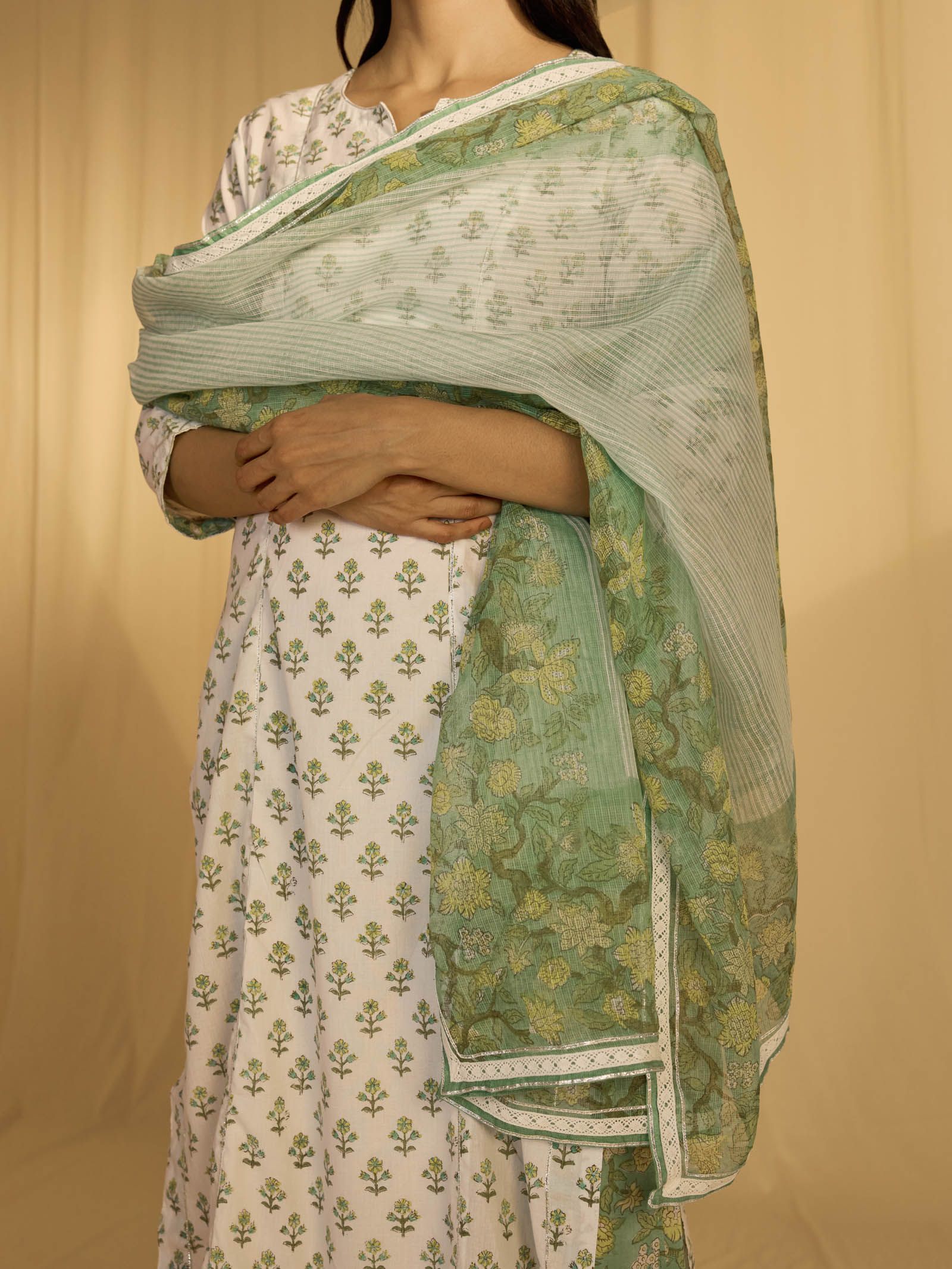 TFL Tiffany Blue Printed Kota Dupatta