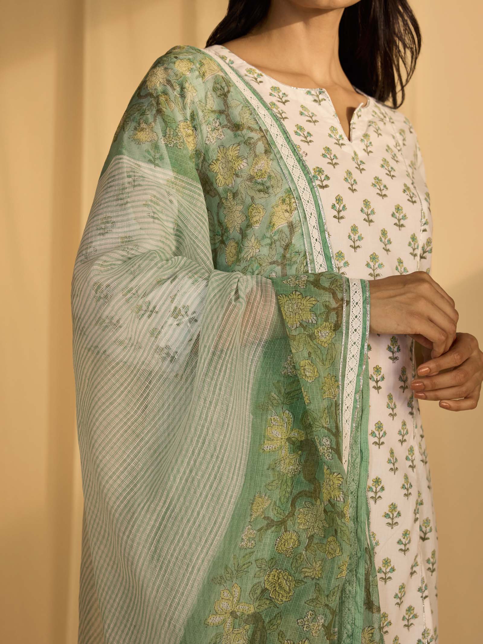 TFL Tiffany Blue Printed Kota Dupatta