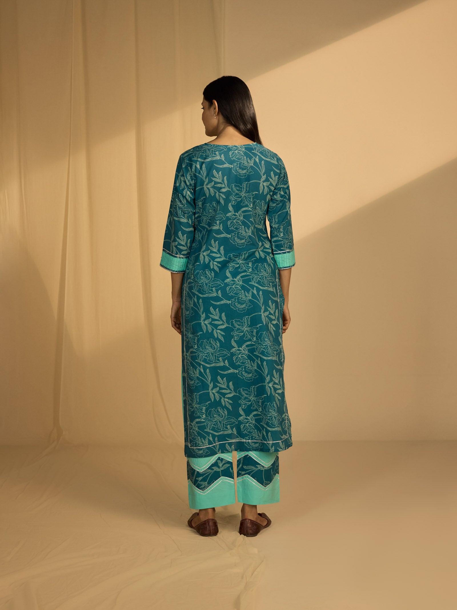 Teal Cotton Kurta