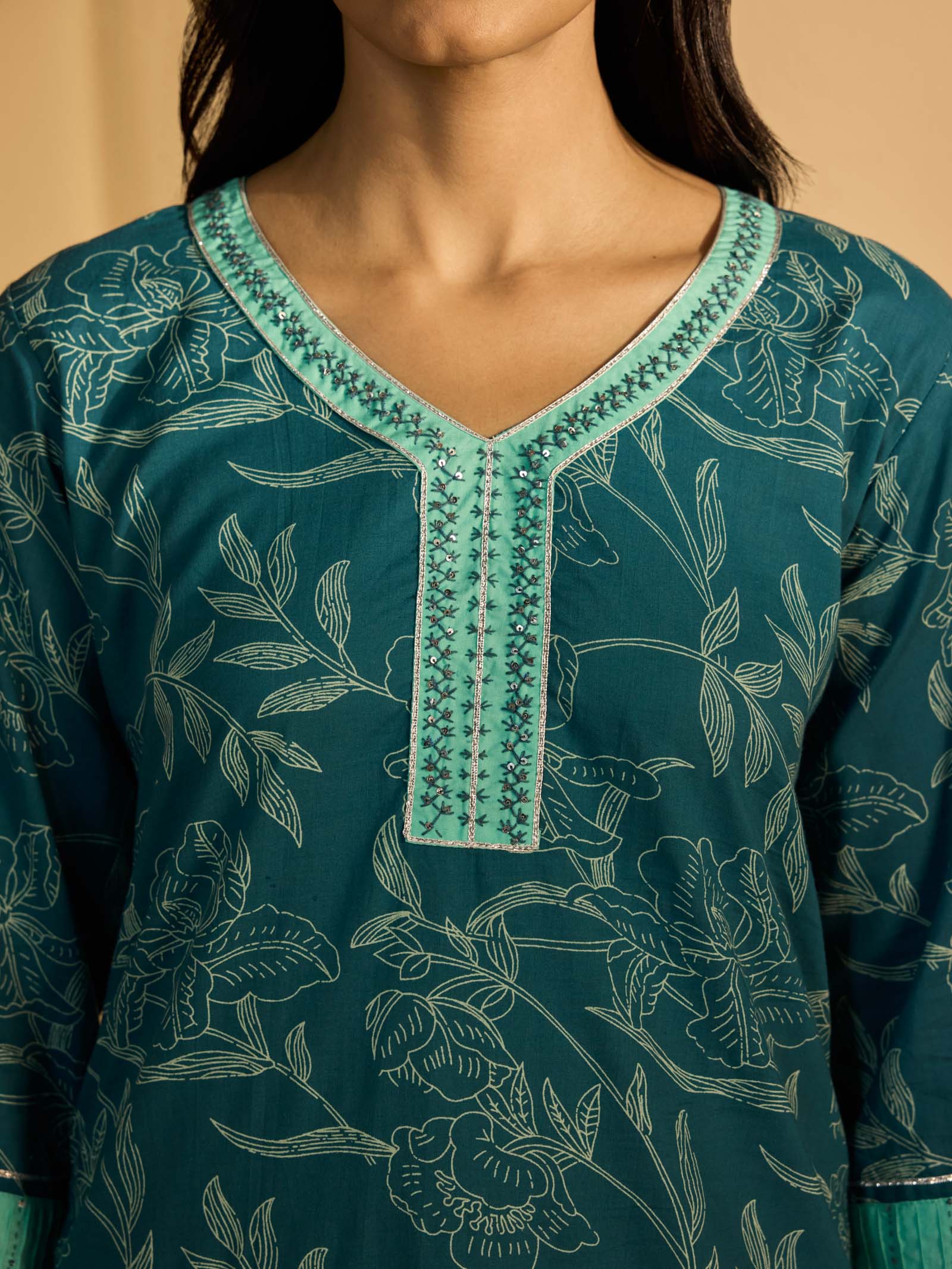 Teal Cotton Kurta