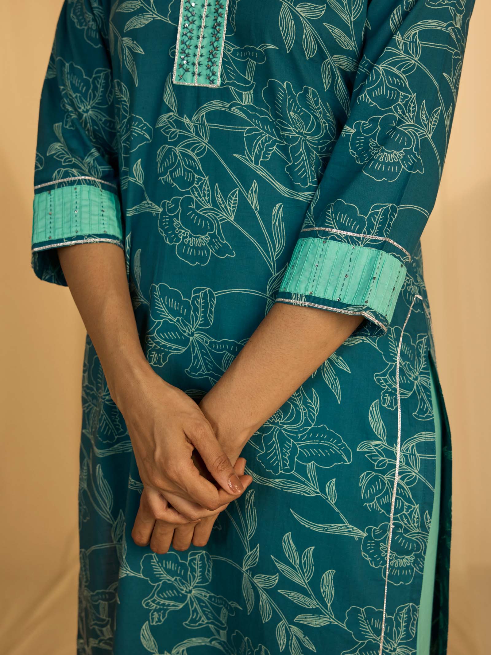 Teal Cotton Kurta