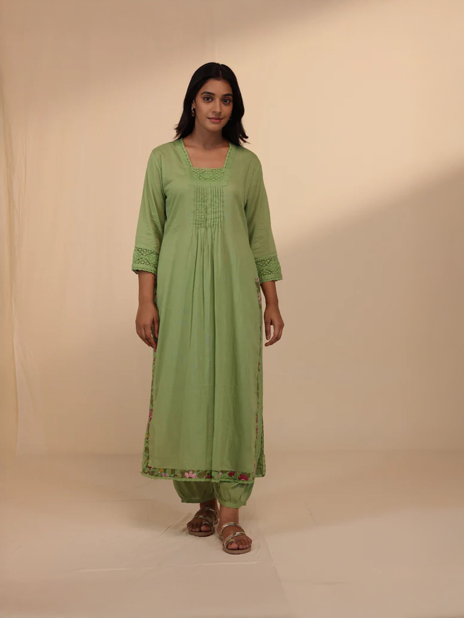 Nettle Green Voile Kurta
