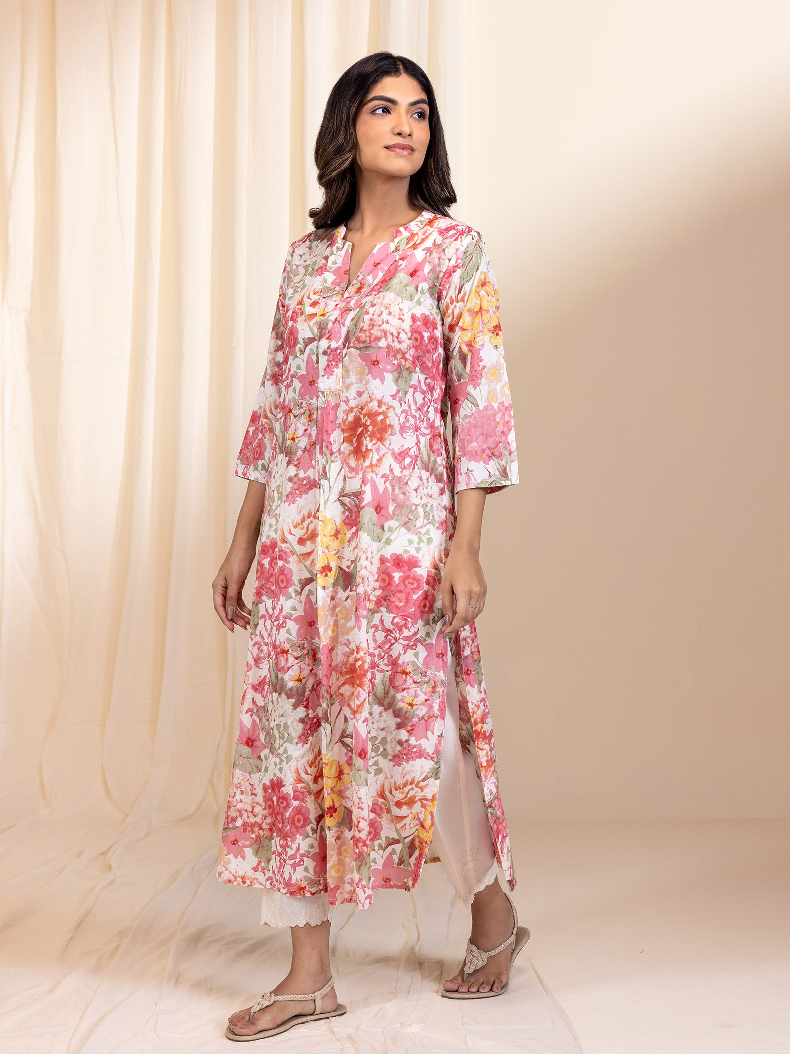 Bloom Peach Viscose Kurta