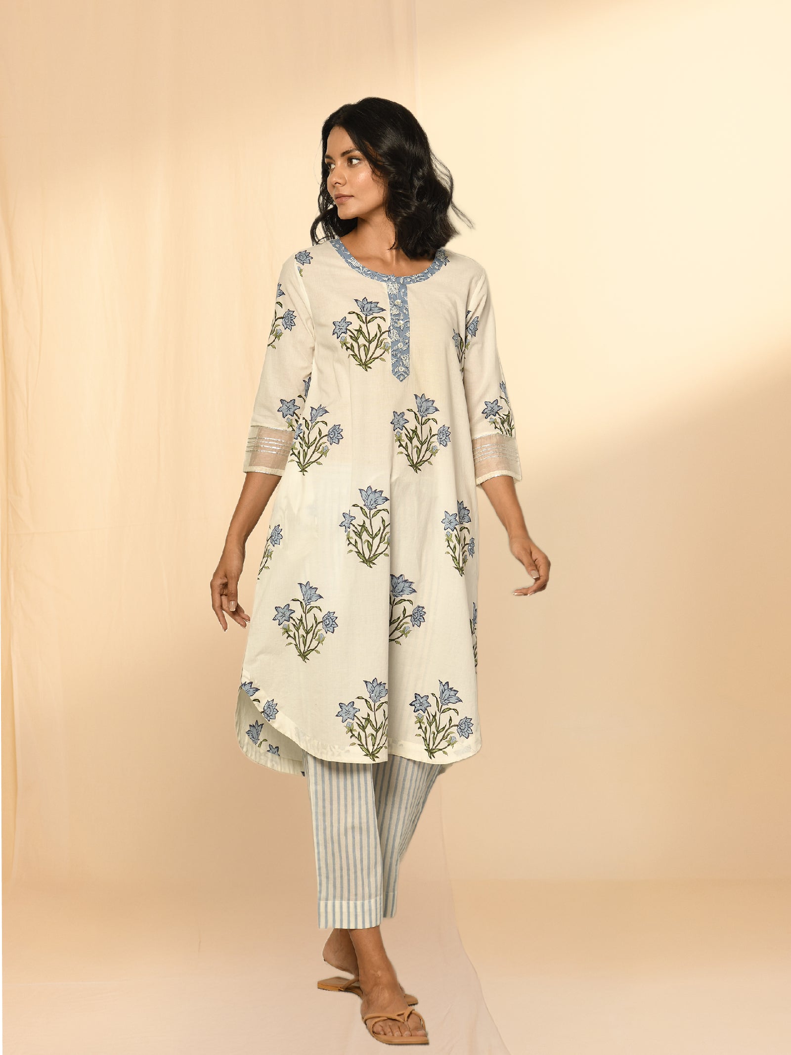 Blue Cornflower Cotton Kurta