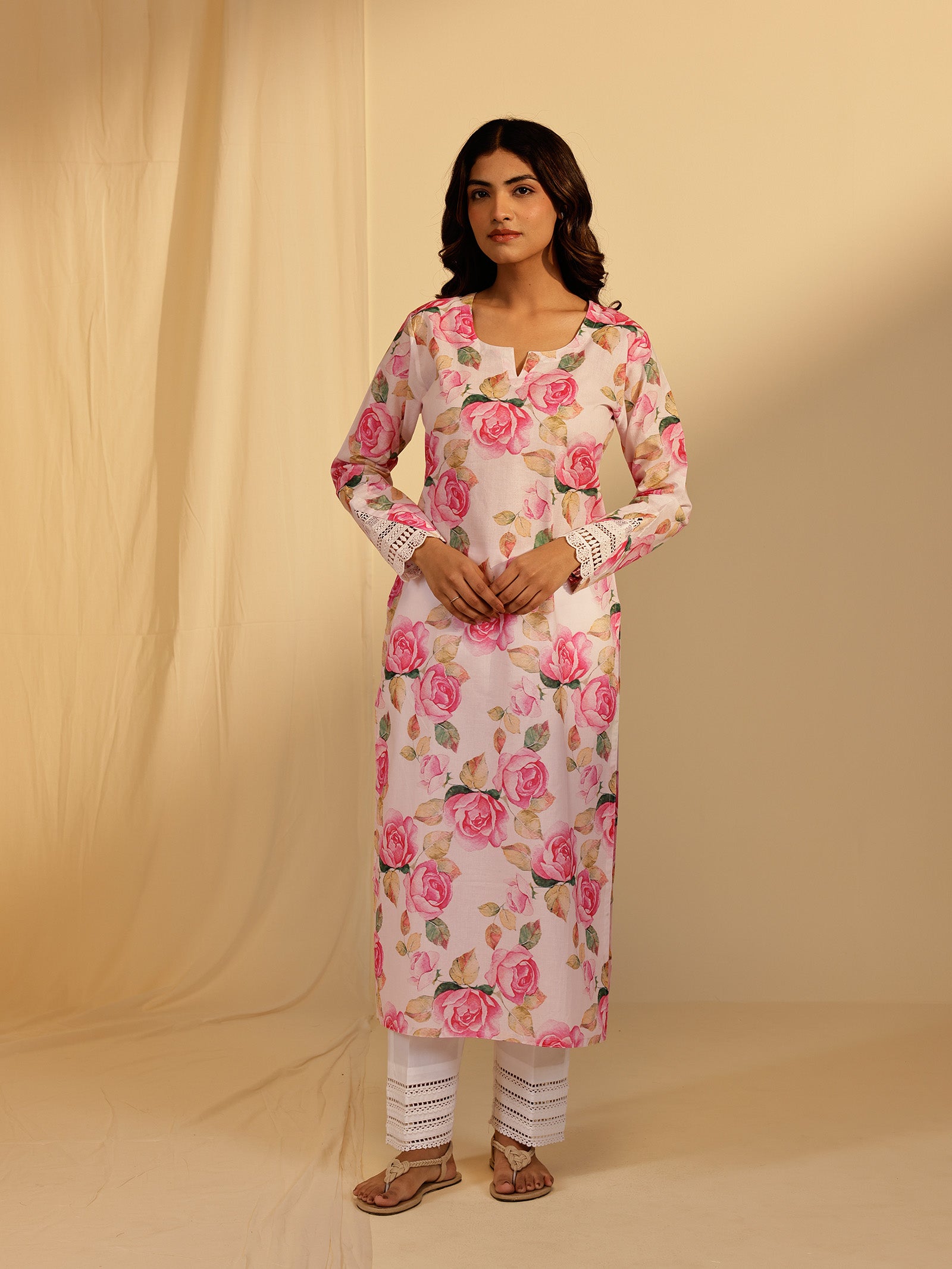 Bold And Beautiful Cotton Kurta - (Pink)