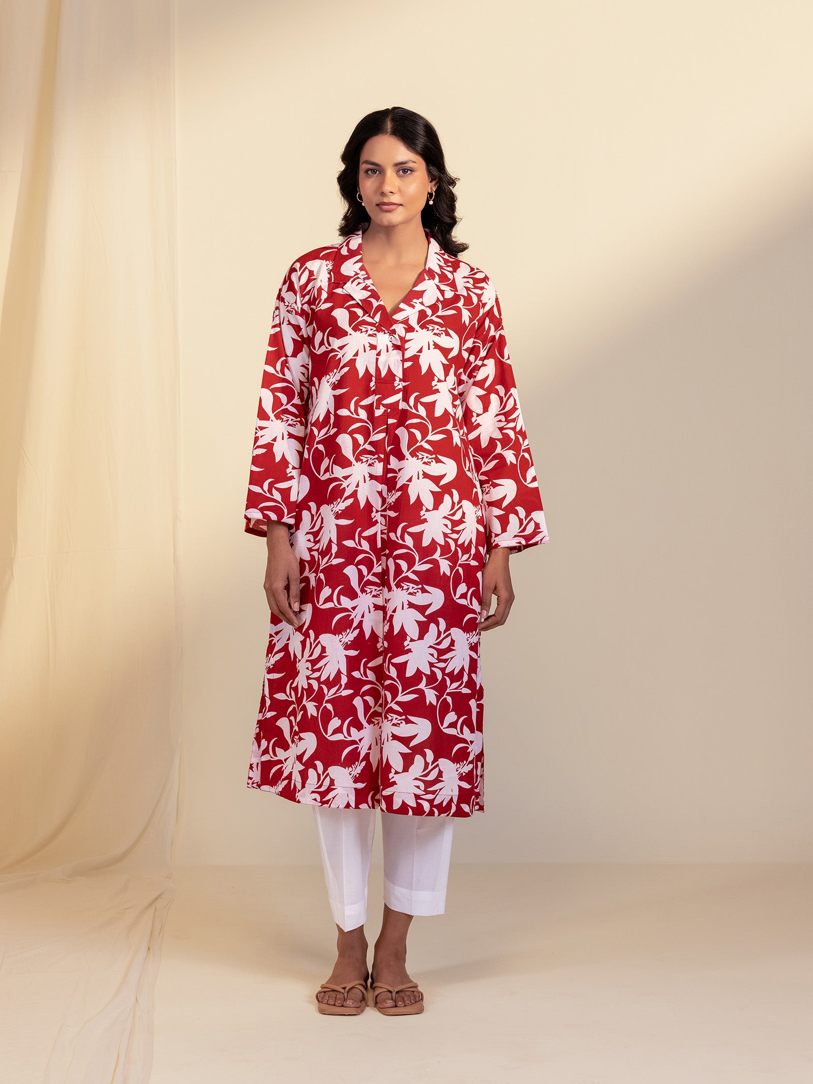 Cranberry Snow Cotton Kurta