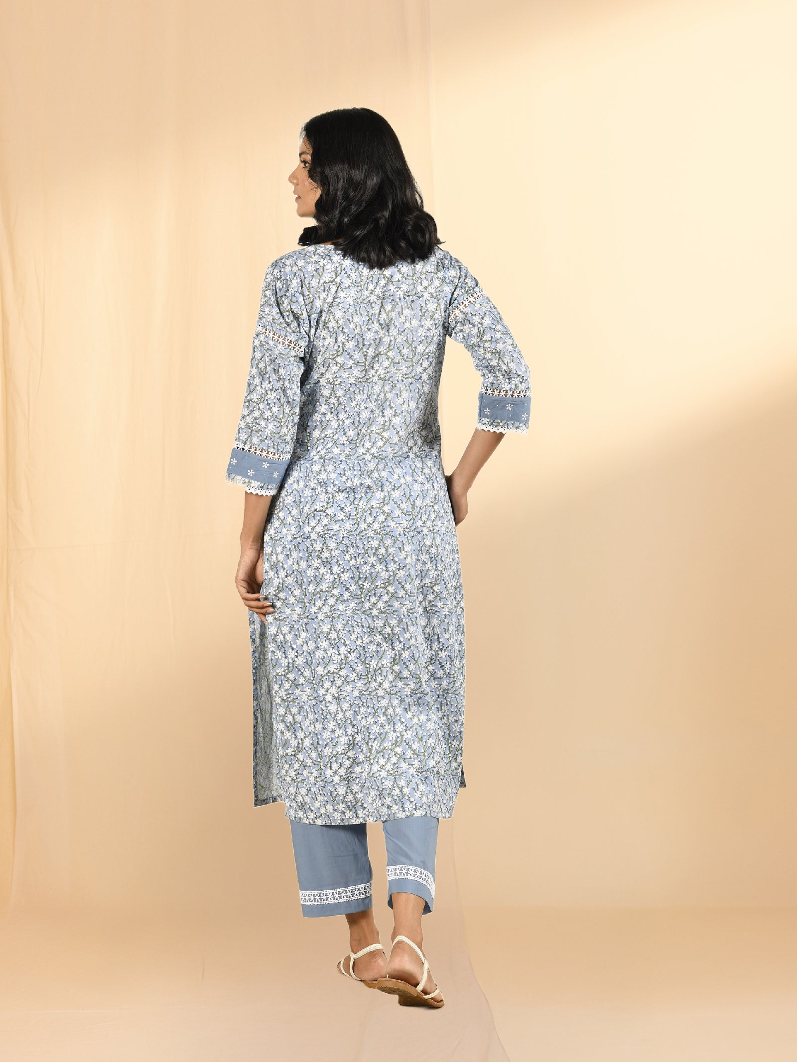 White Daisy Cotton Kurta