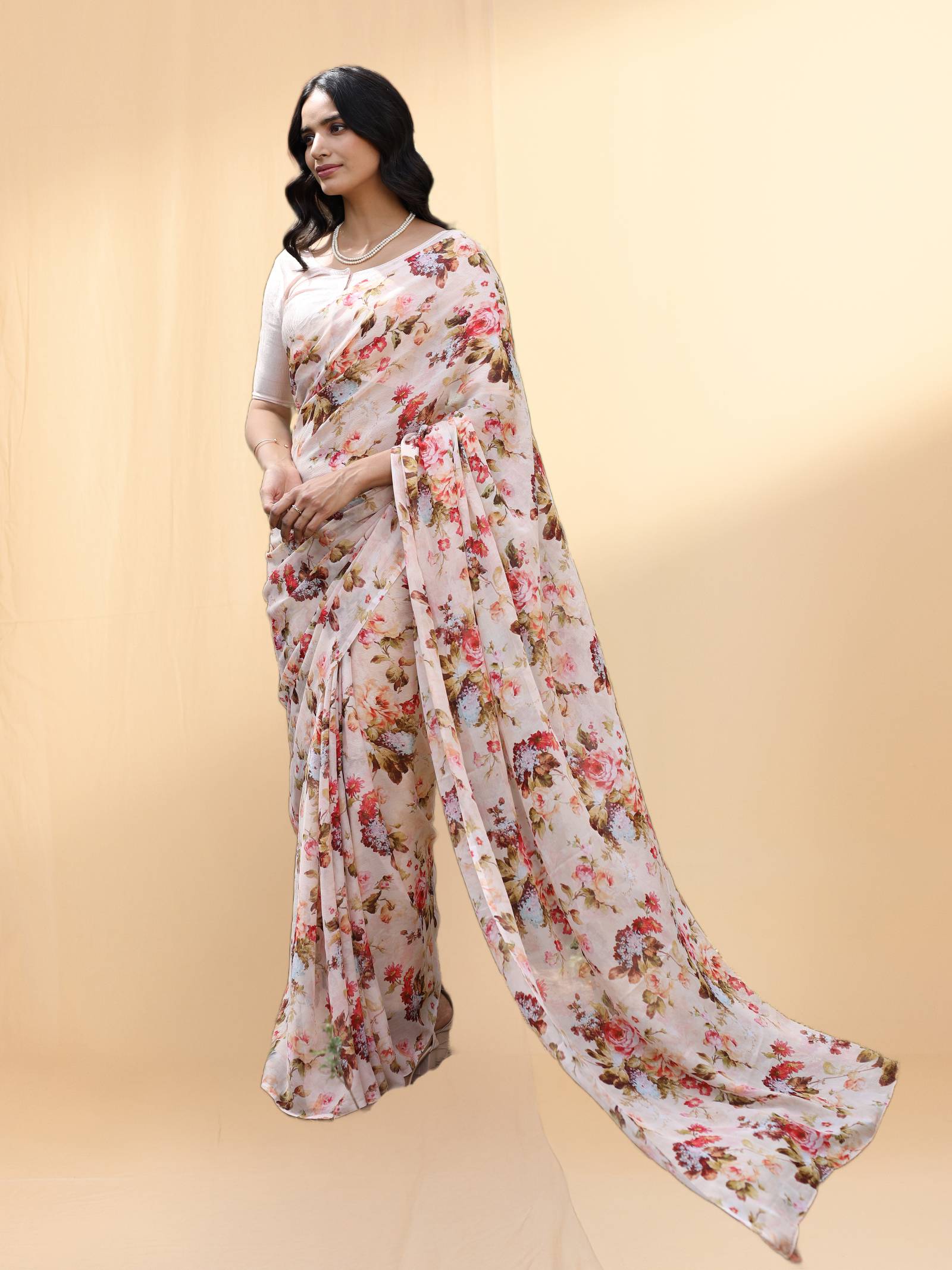 Ice Tea Chiffon Saree