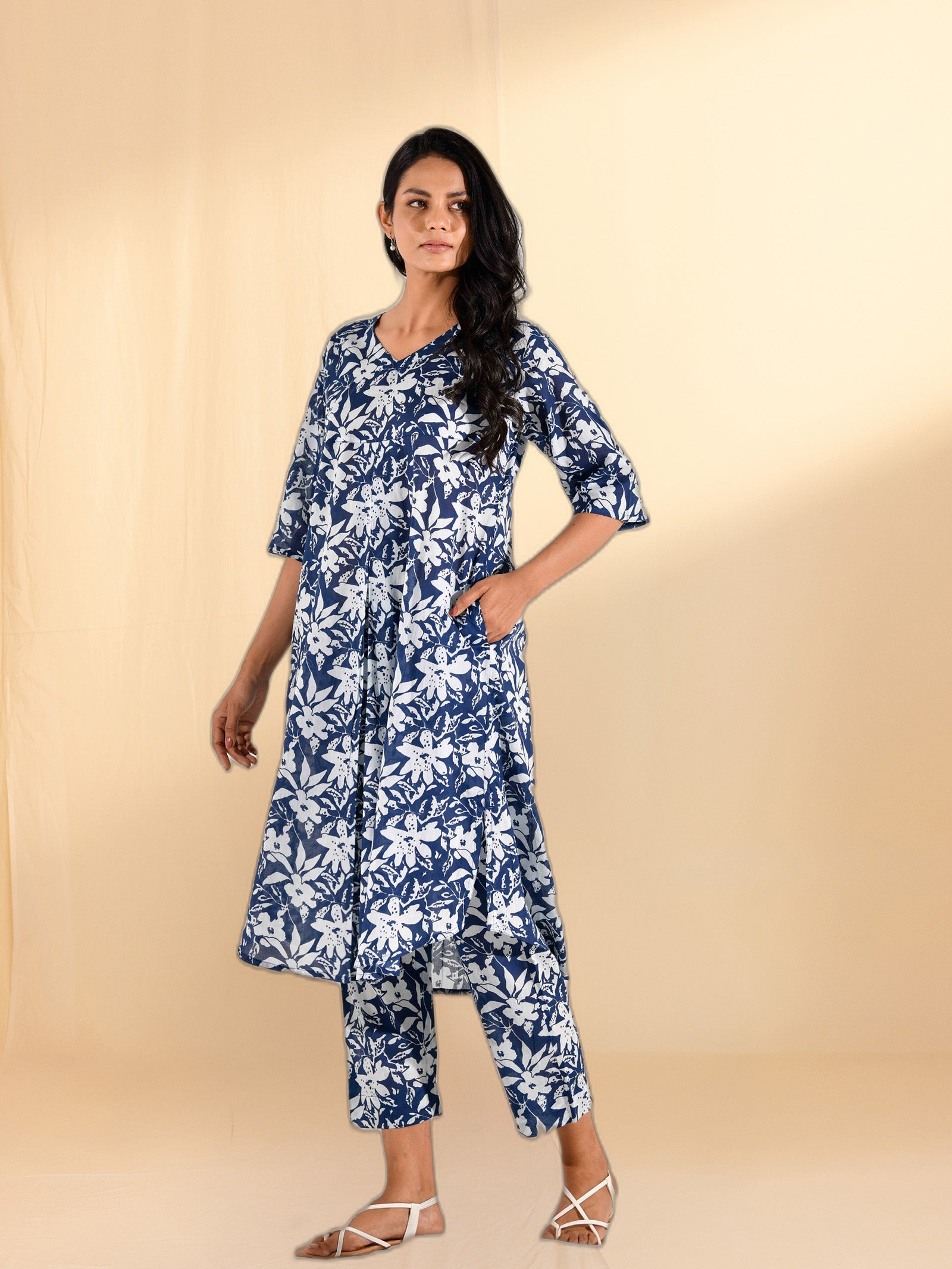 Ink Blue Voile Kurta