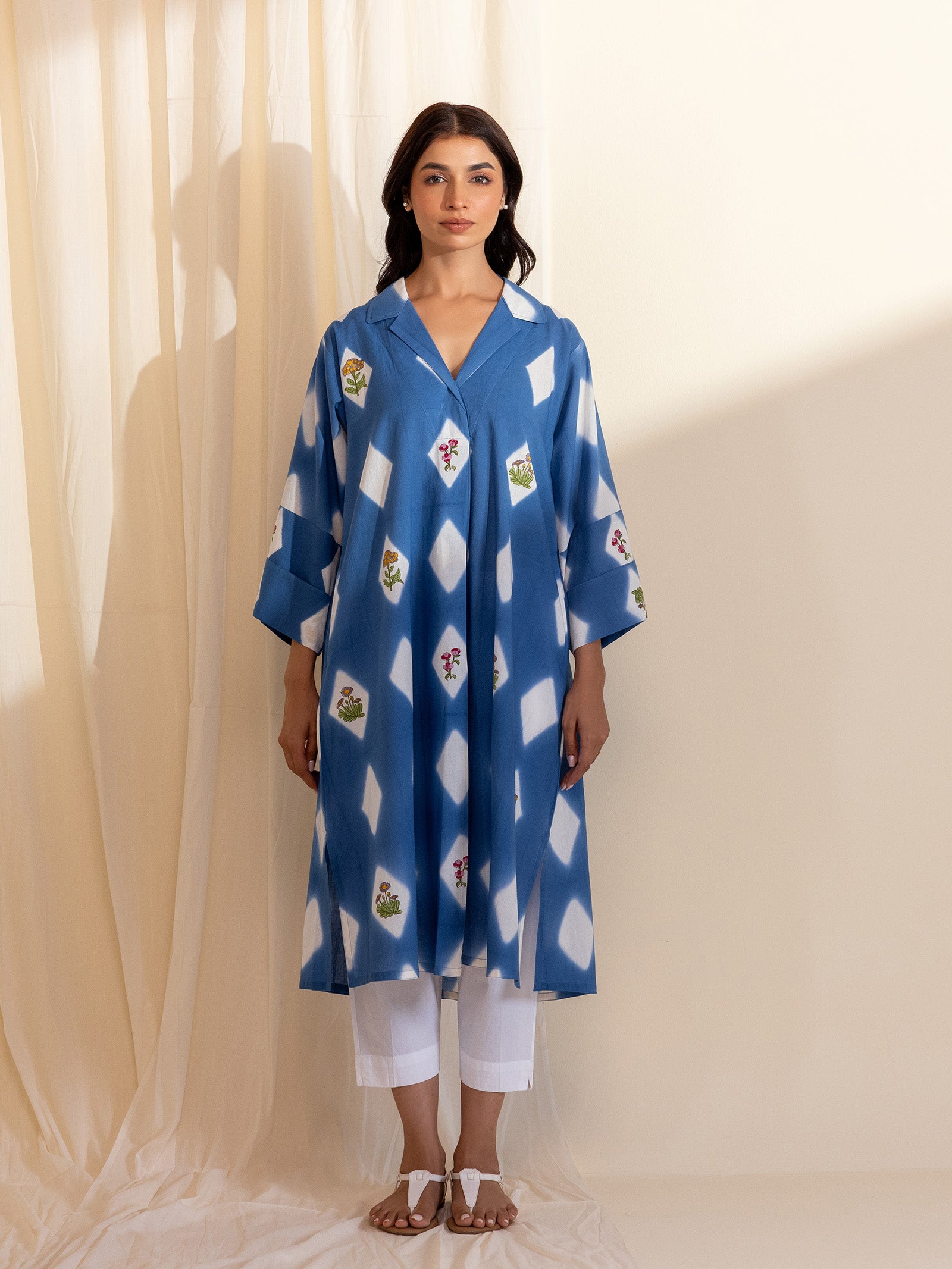 Izel Blue Cotton Tunic