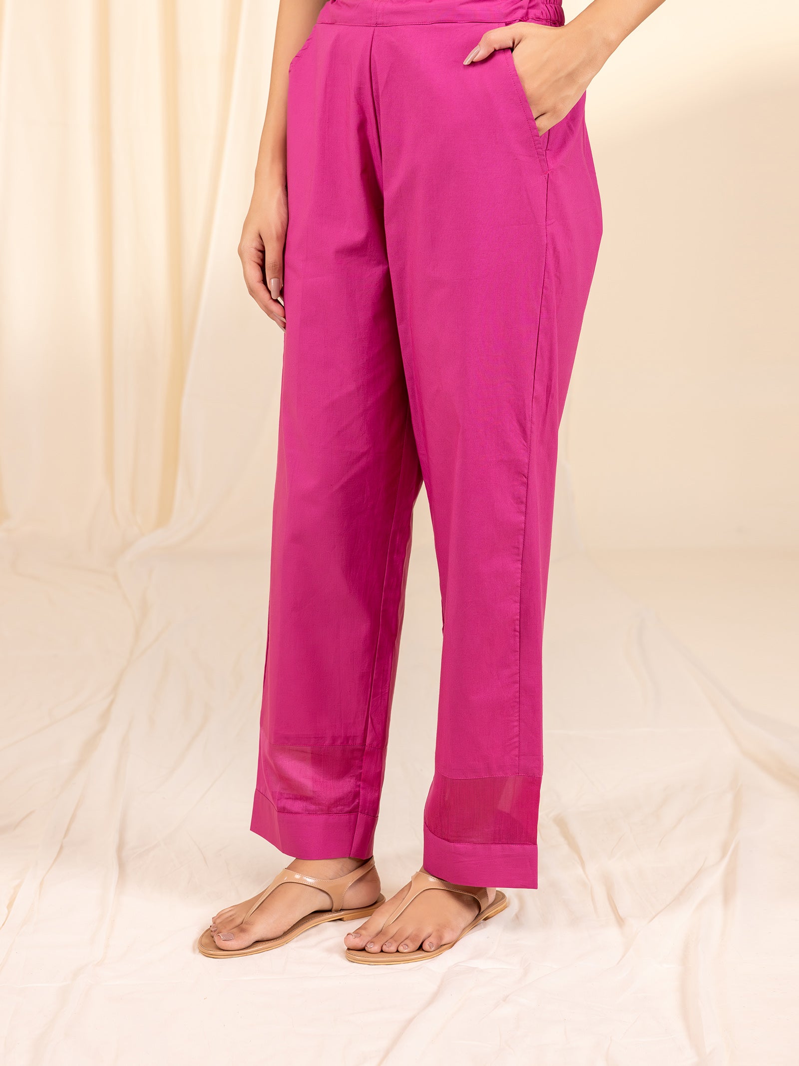 Celebration Magenta Cotton Straight Pant