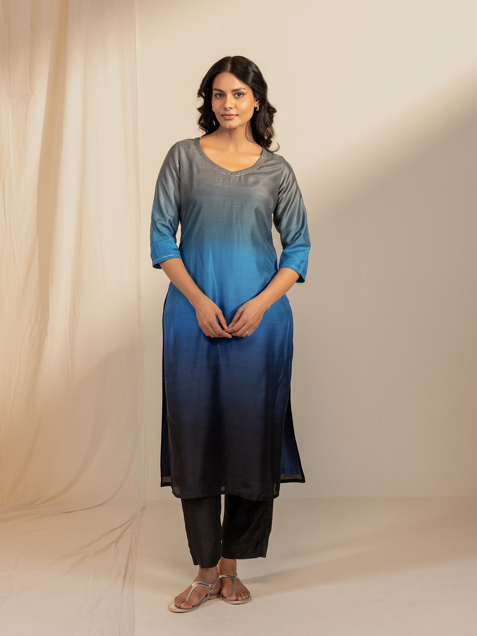 Ombre Blue Modal Muslin Kurta