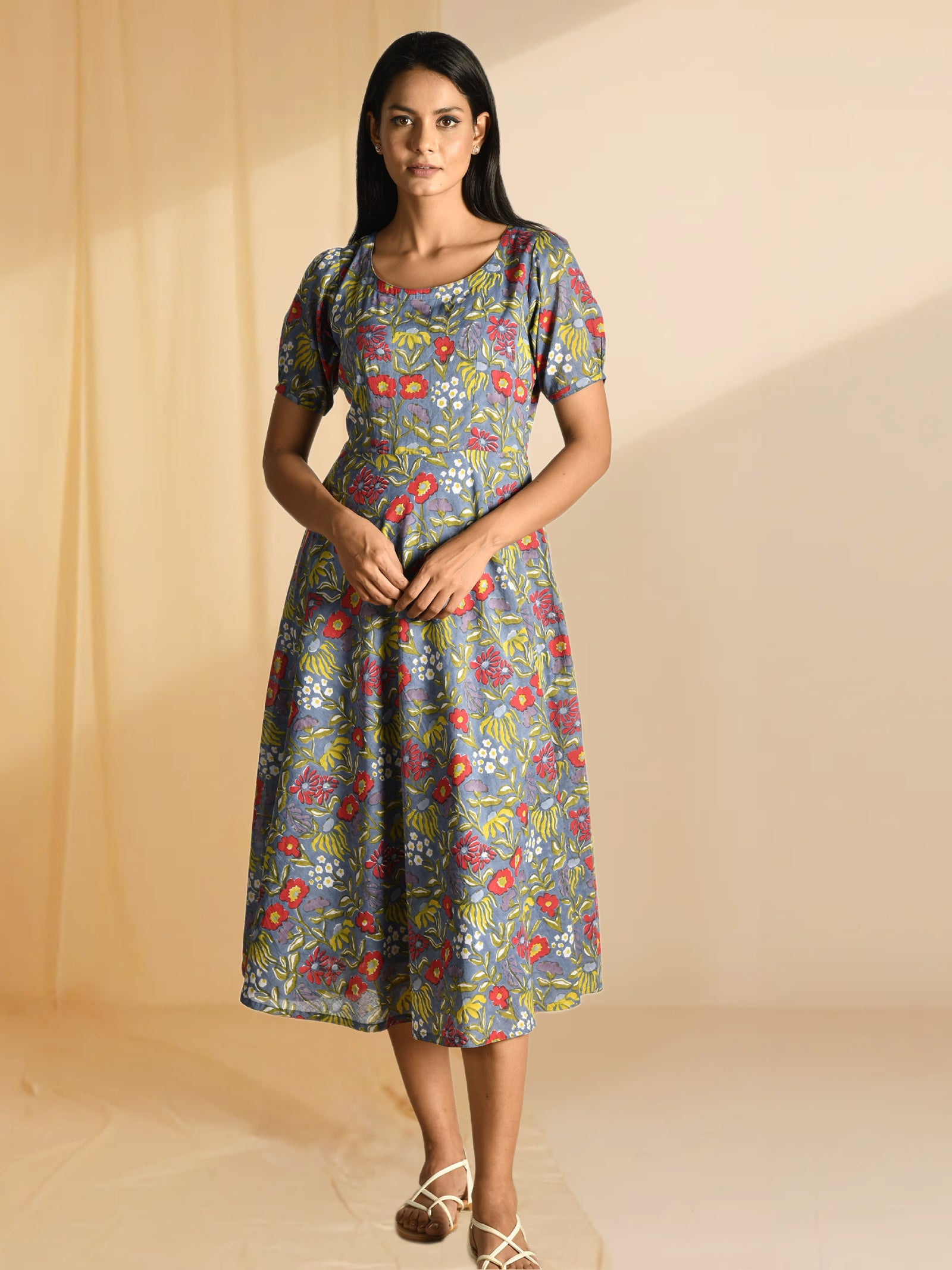 Painted Flowers Voile Dress