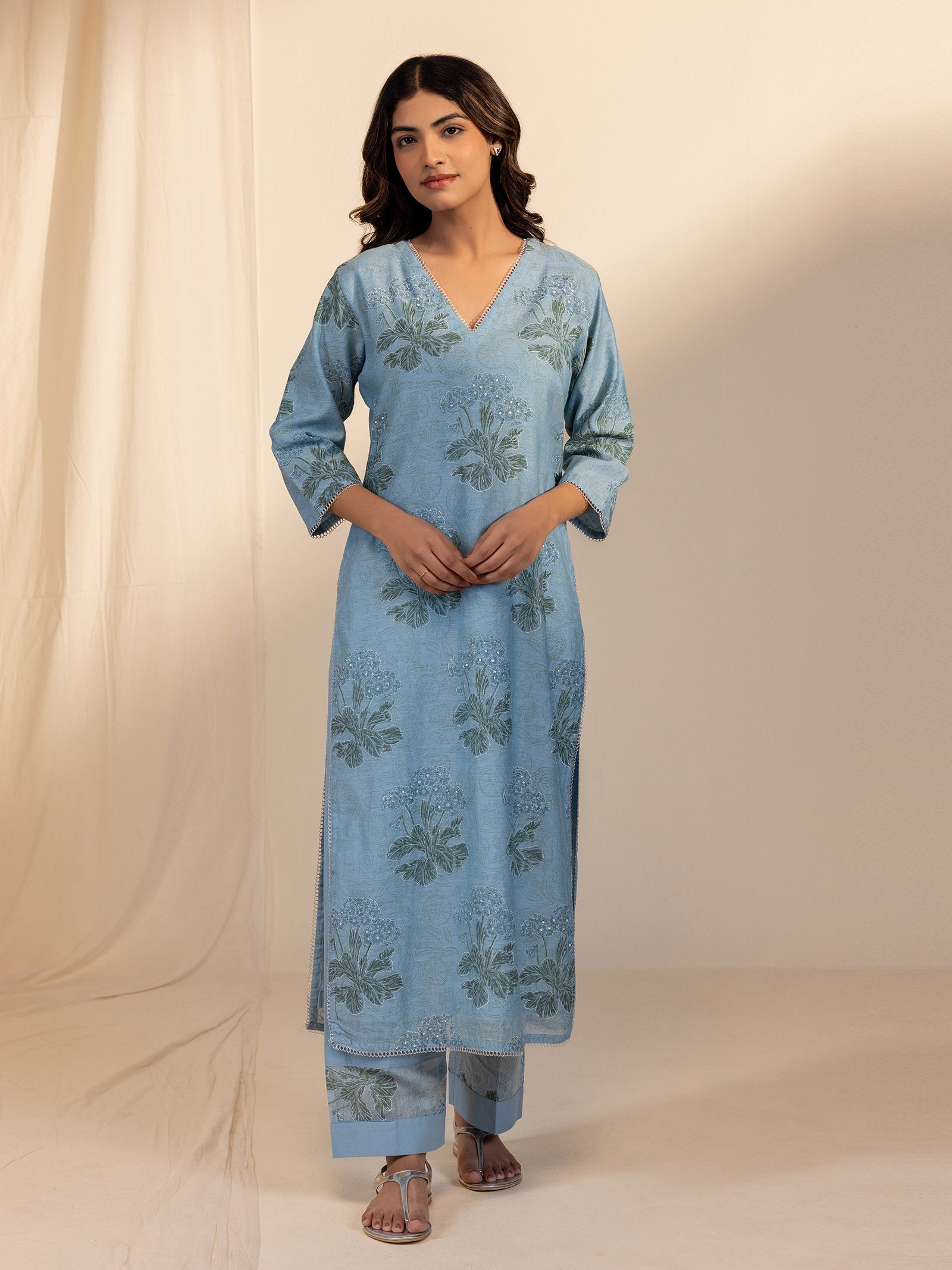 Silver Smith Blue Chanderi Kurta