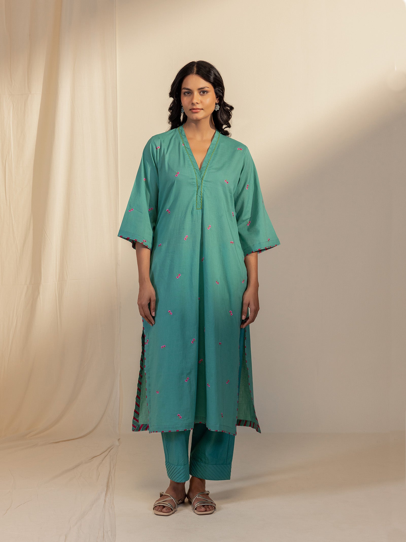 The Artisans Teal Voile Kurta