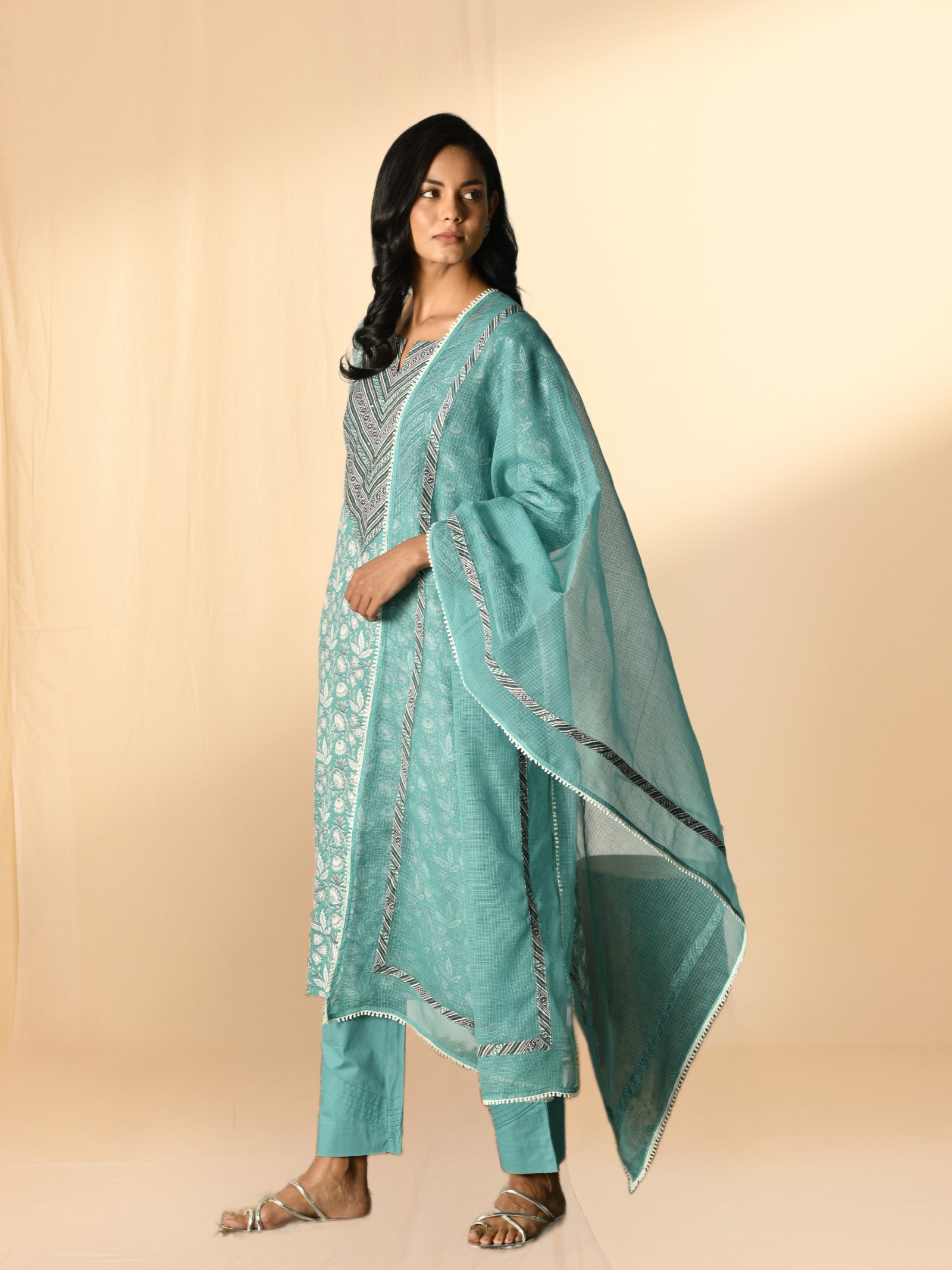 Timeless Turquoise Kota Dupatta