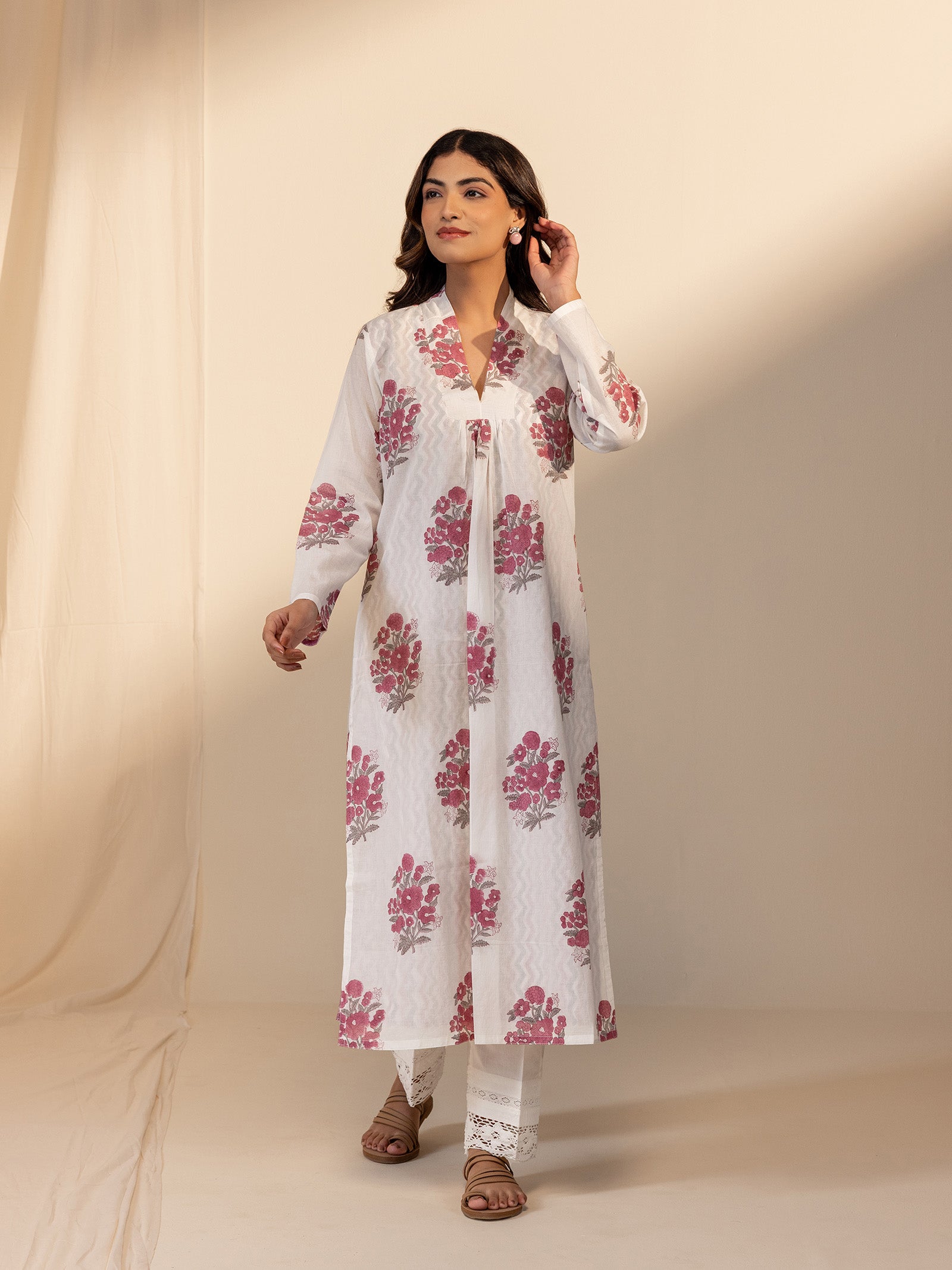 Zigzag Stitch Voile Kurta