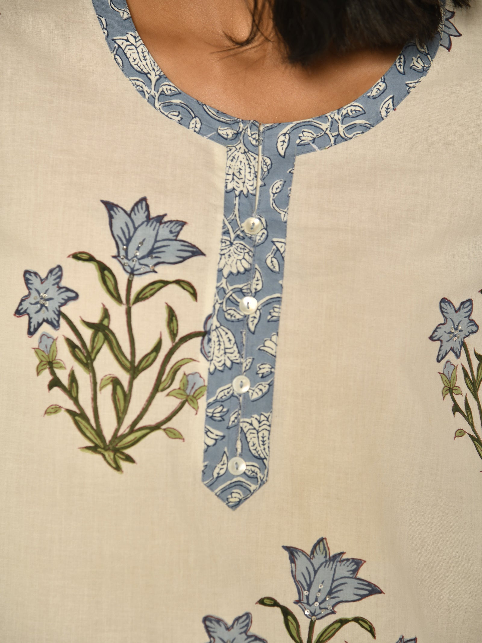 Blue Cornflower Cotton Kurta