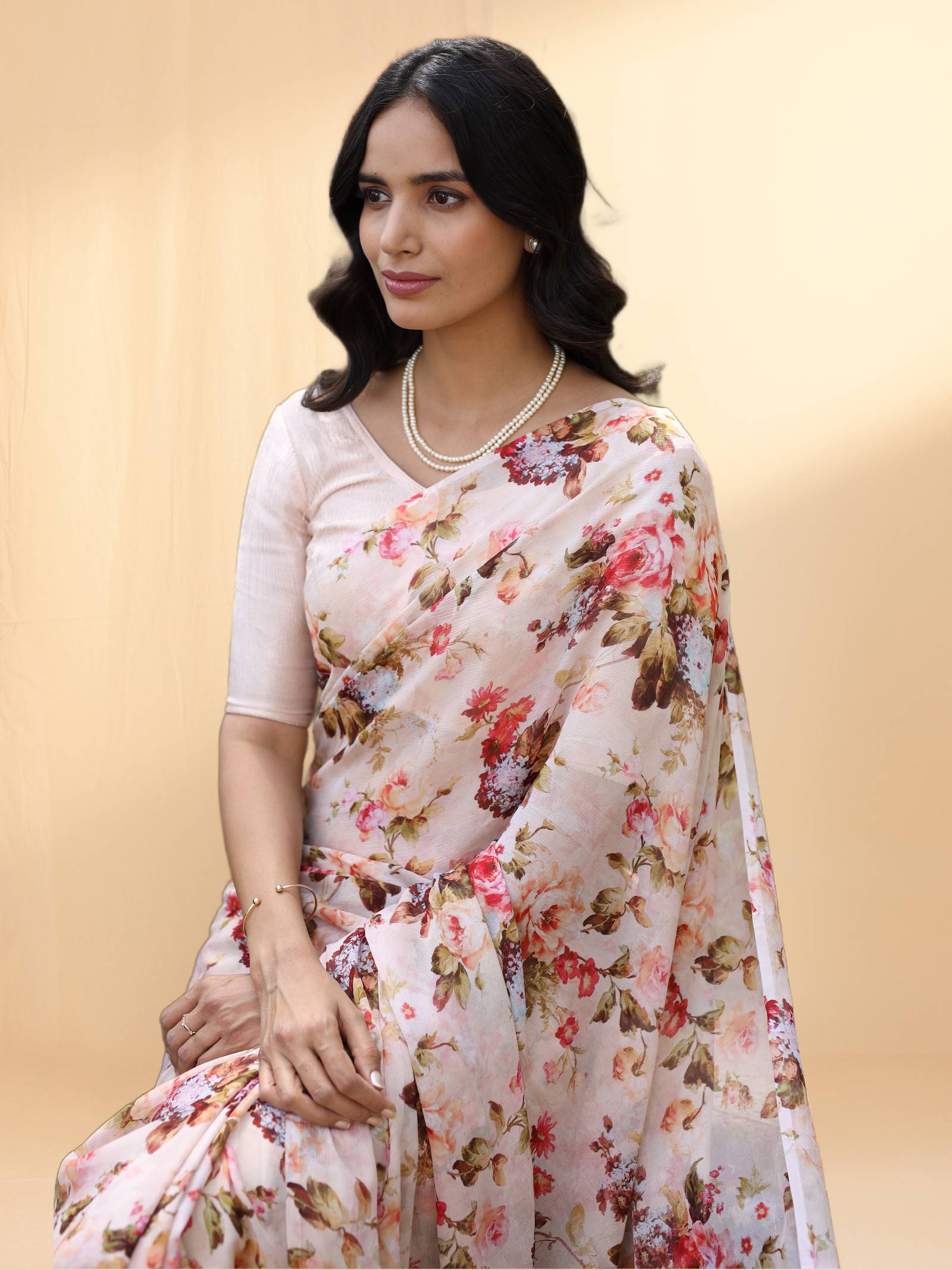 Ice Tea Chiffon Saree