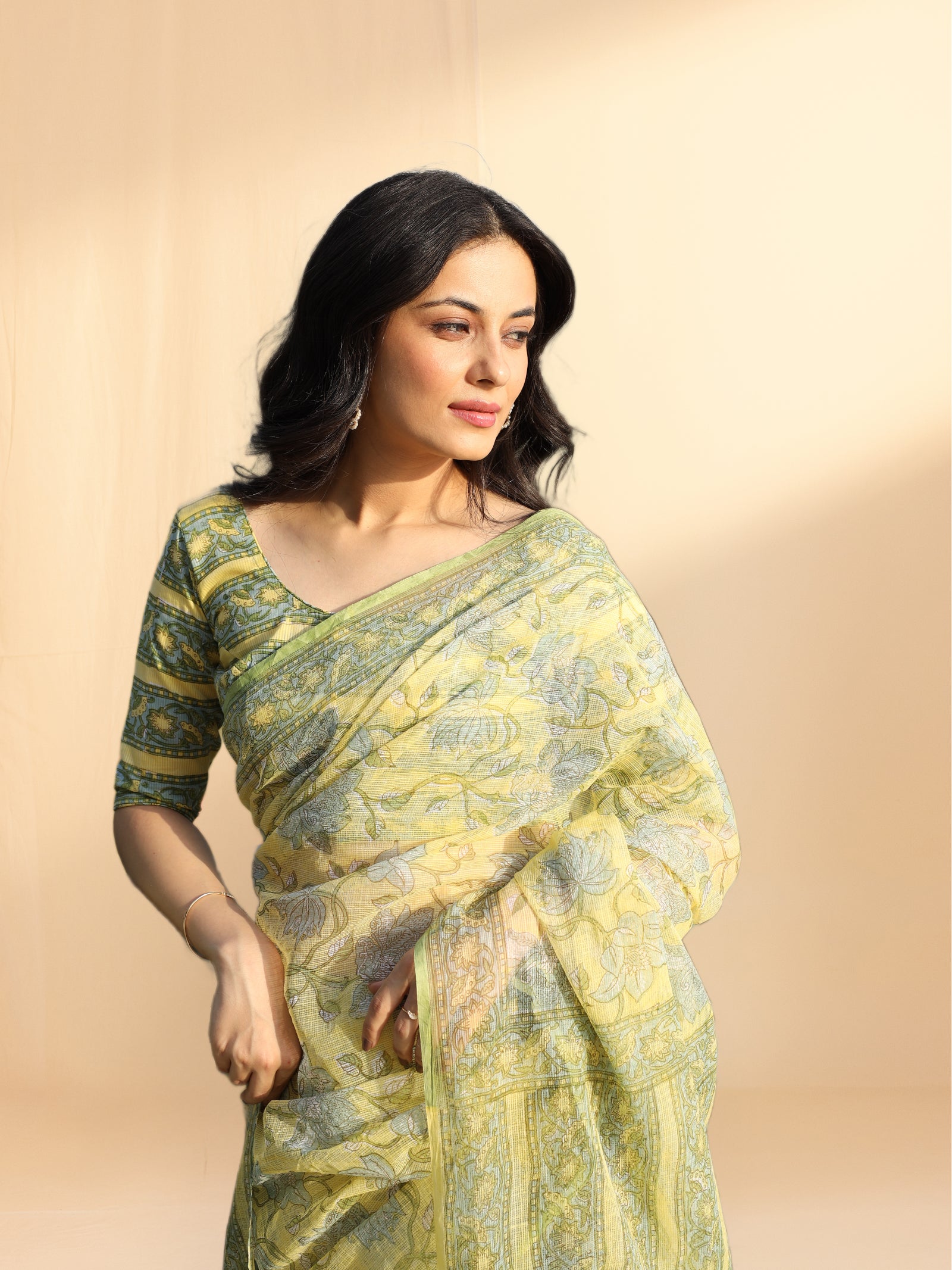 Mellow Yellow Kota Saree