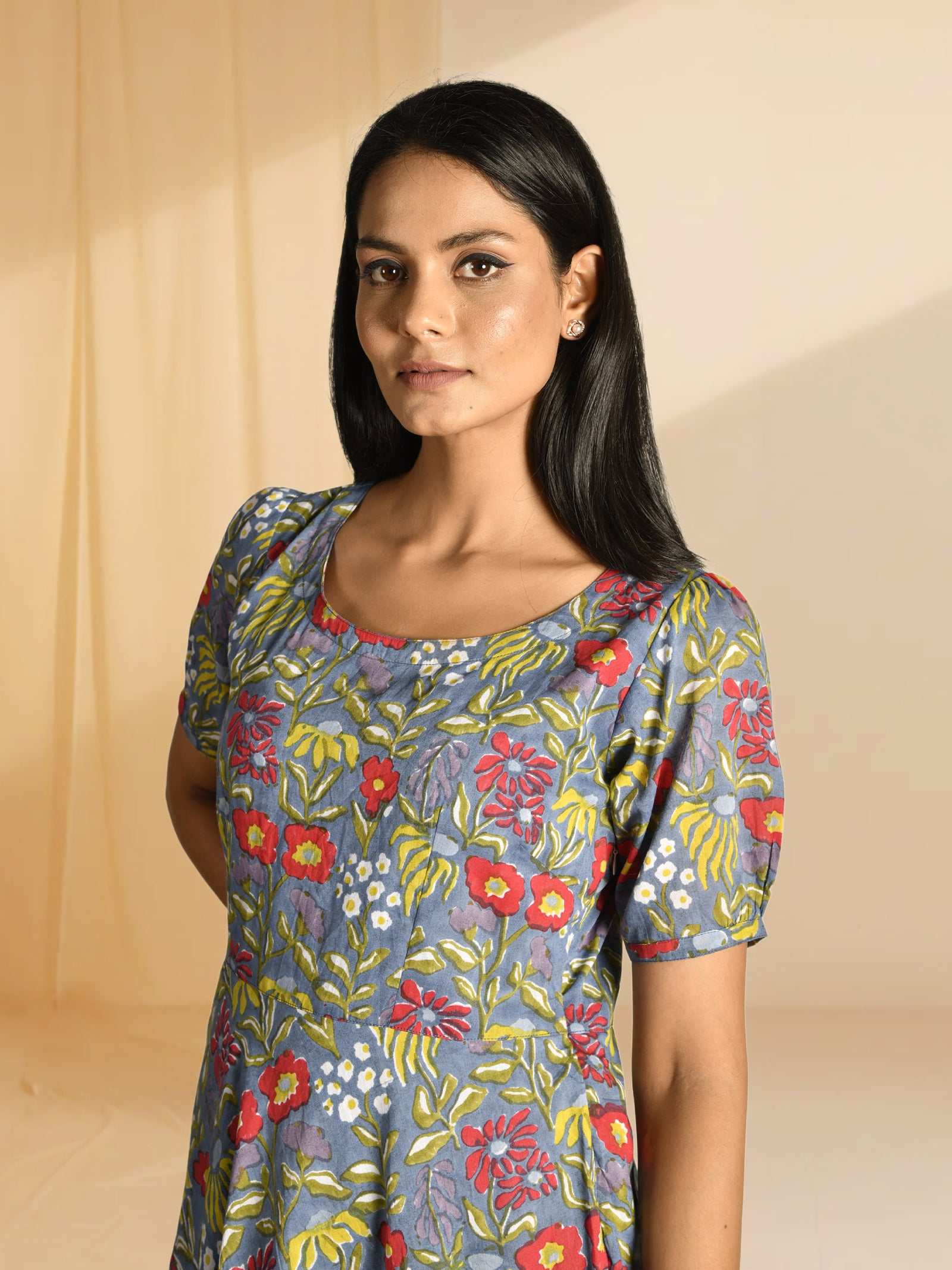 Painted Flowers Voile Dress