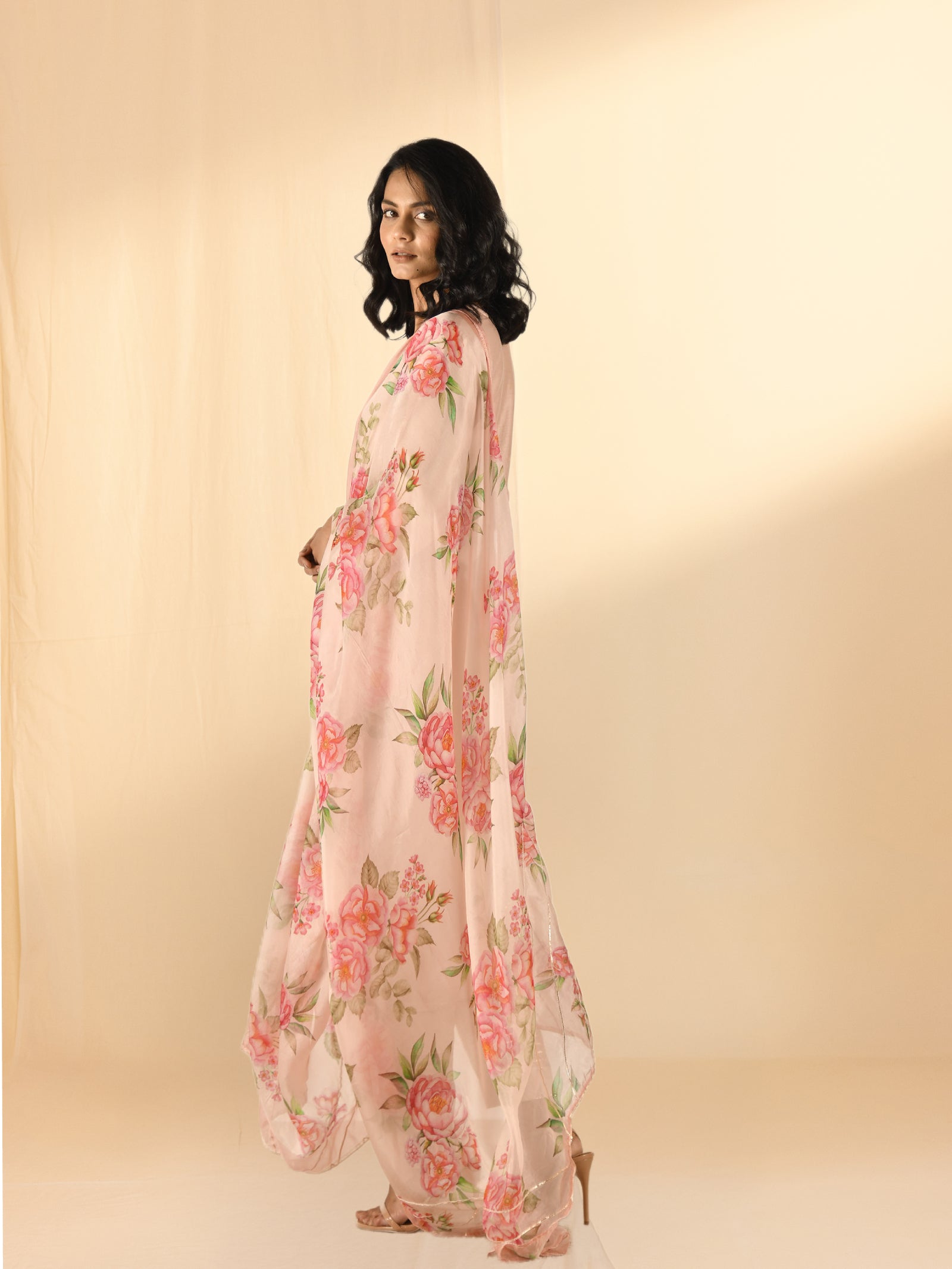 Peach Tea Bemberg Silk Dupatta