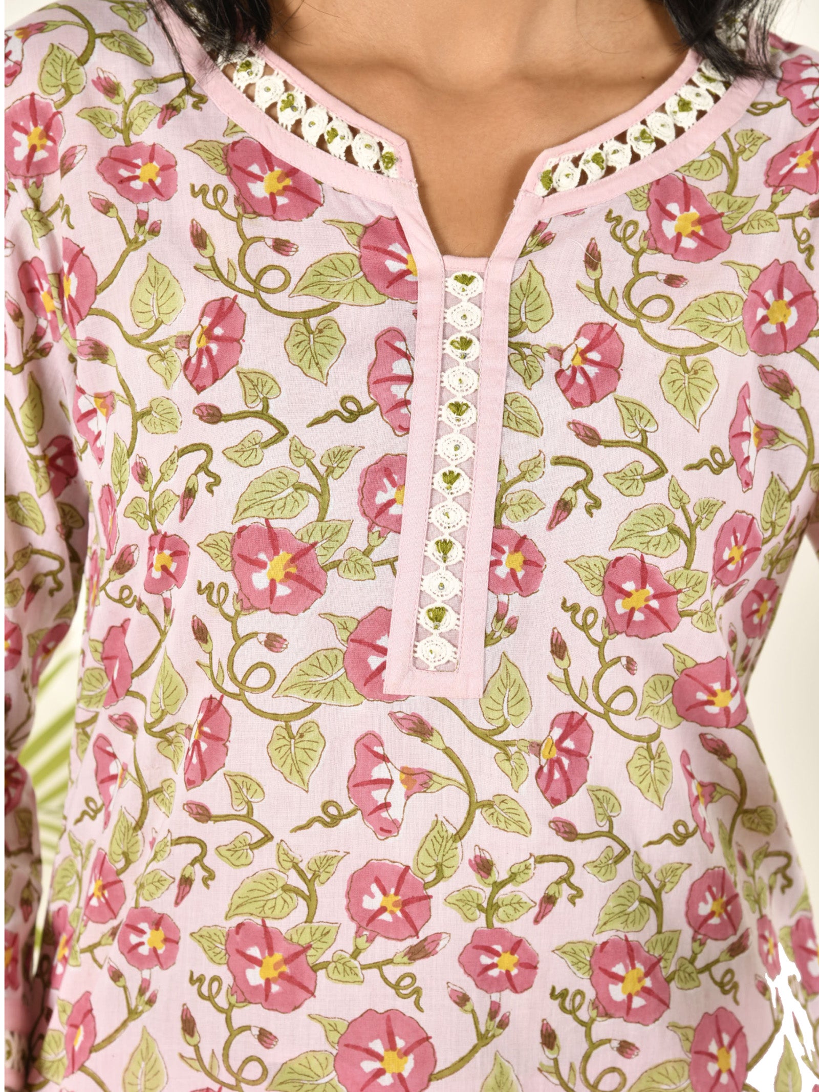 Pink Petunias Voile Kurta