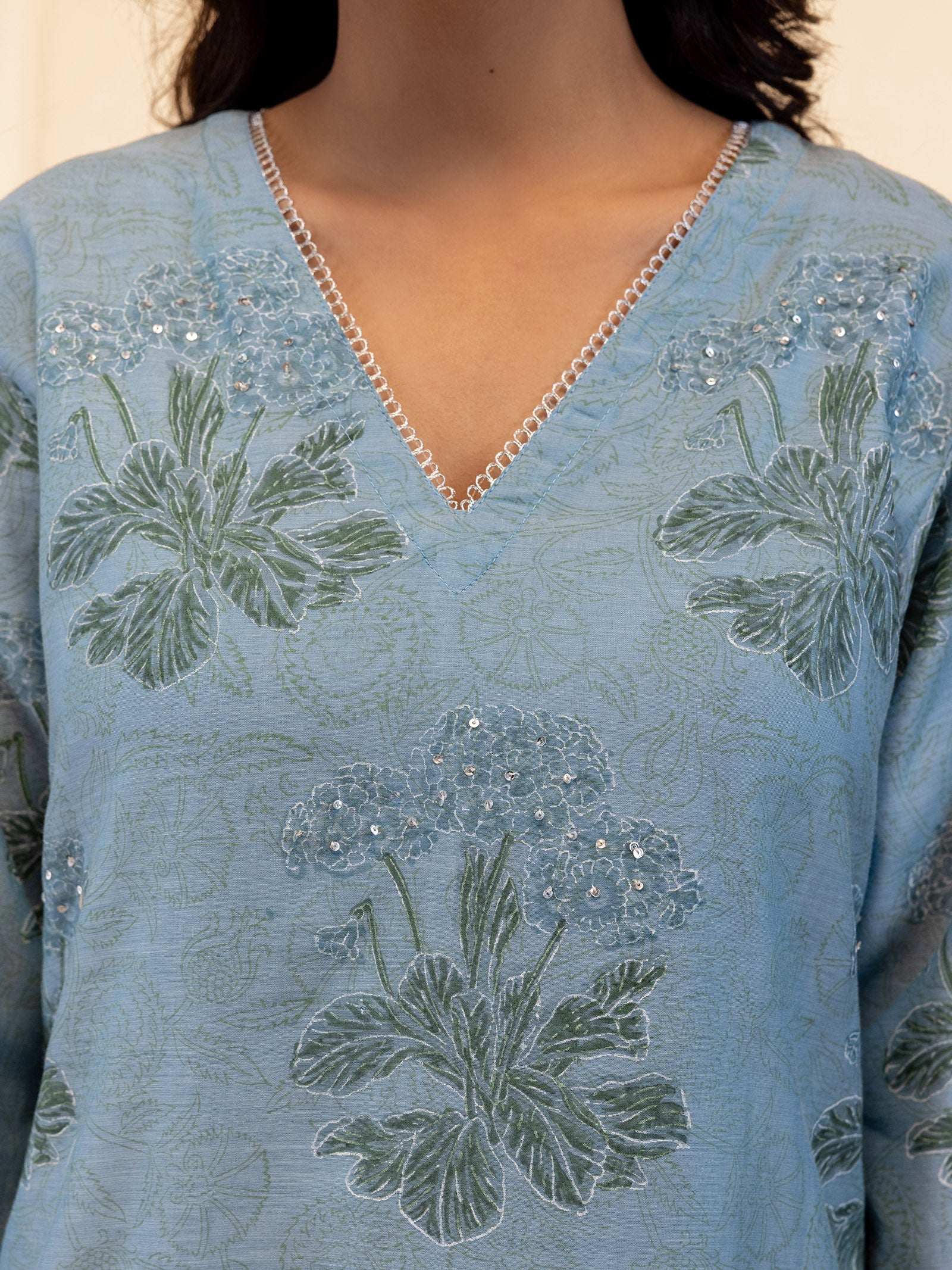Silver Smith Blue Chanderi Kurta
