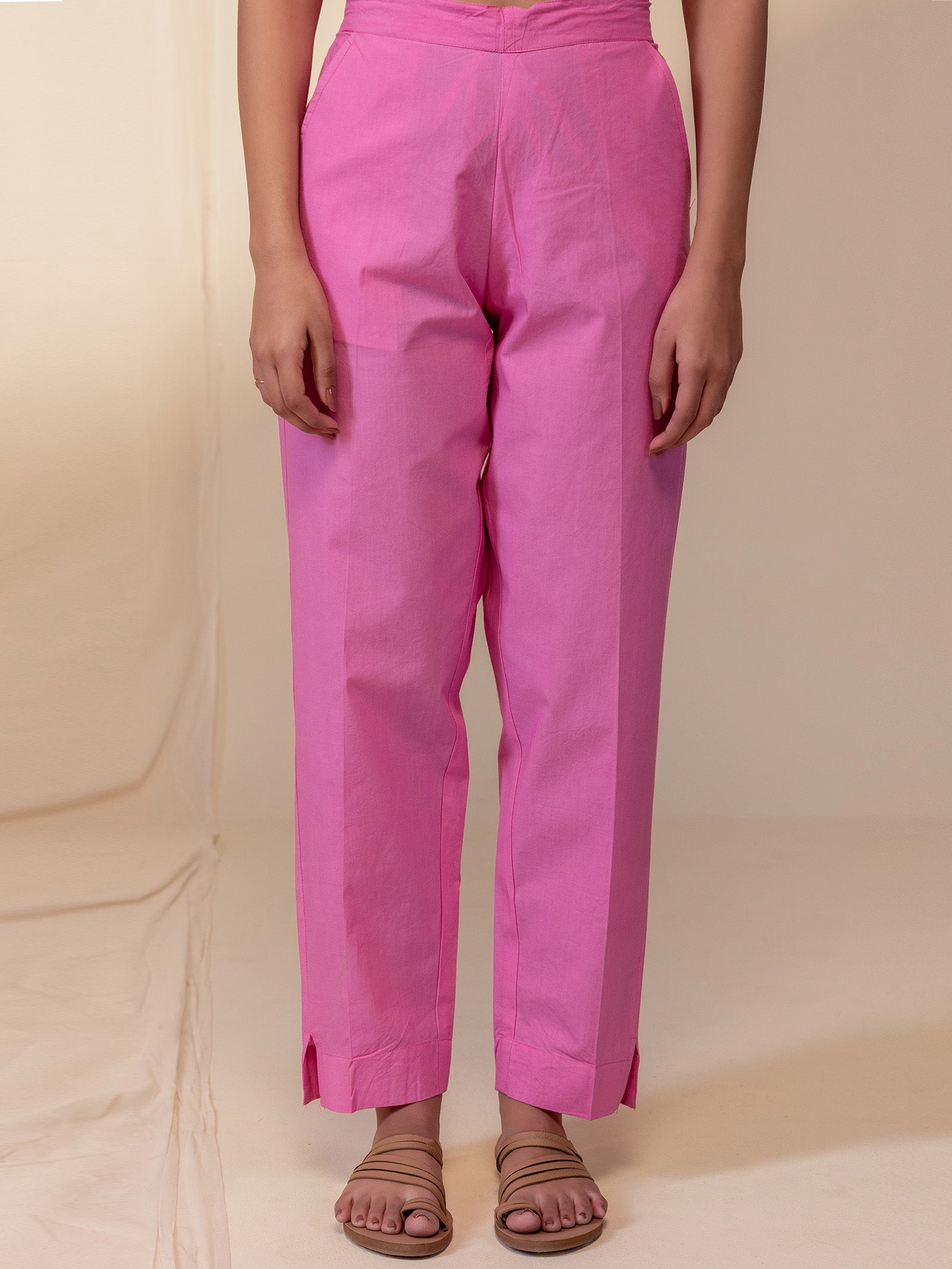 The Artisans Blush Cotton Cigarette Pant