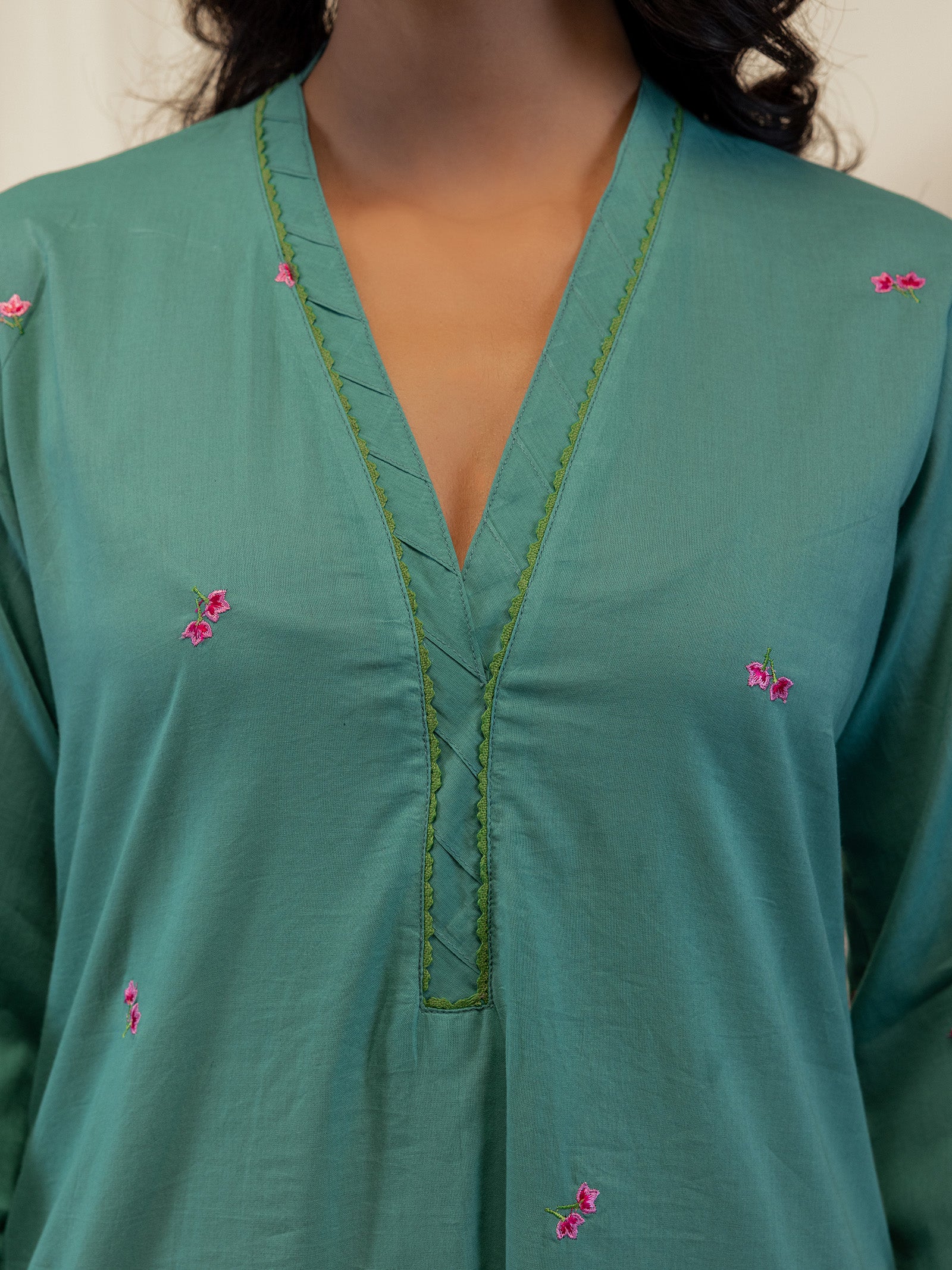 The Artisans Teal Voile Kurta