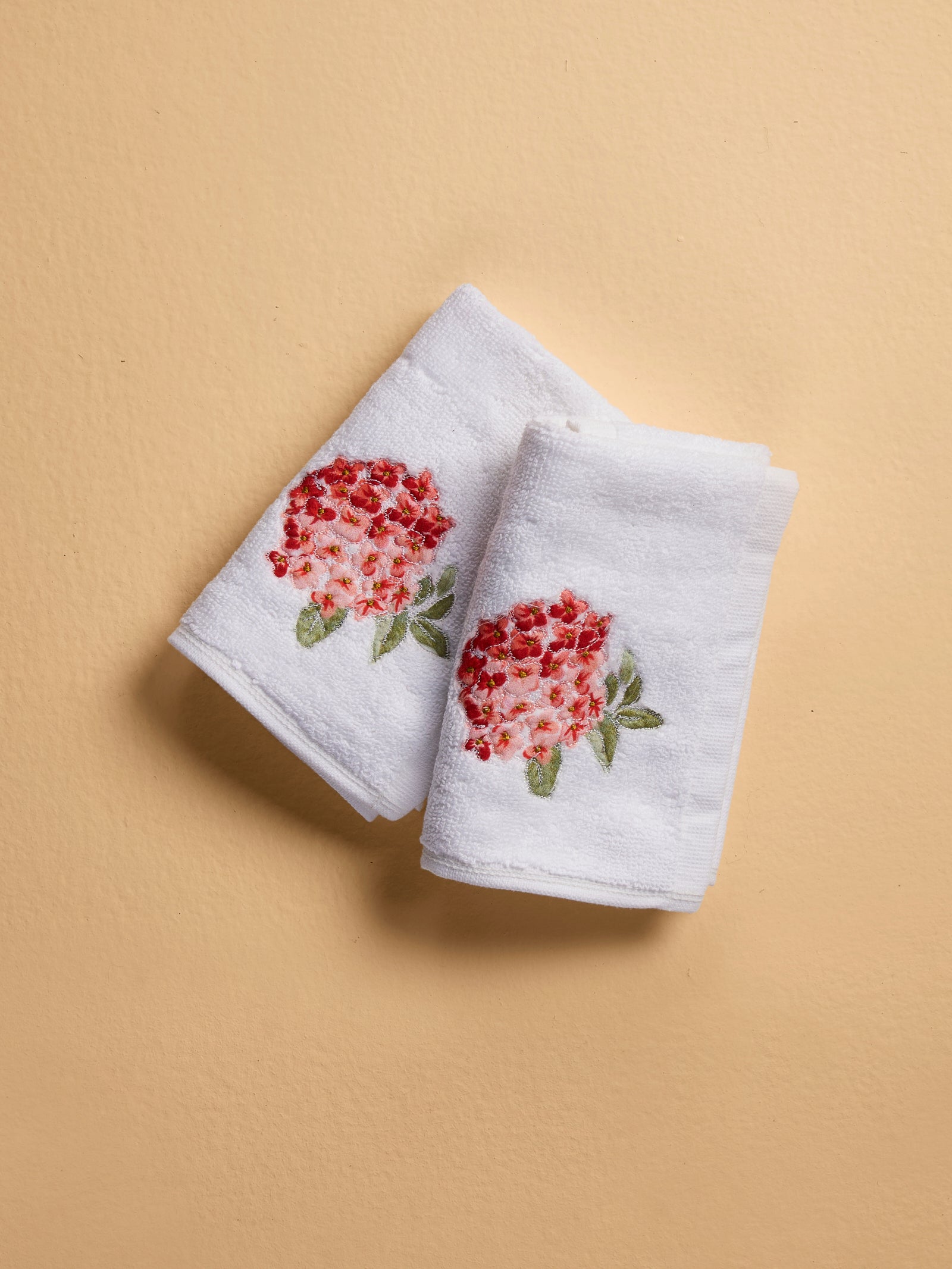 Red Ixora Face Towel (Set of 2)