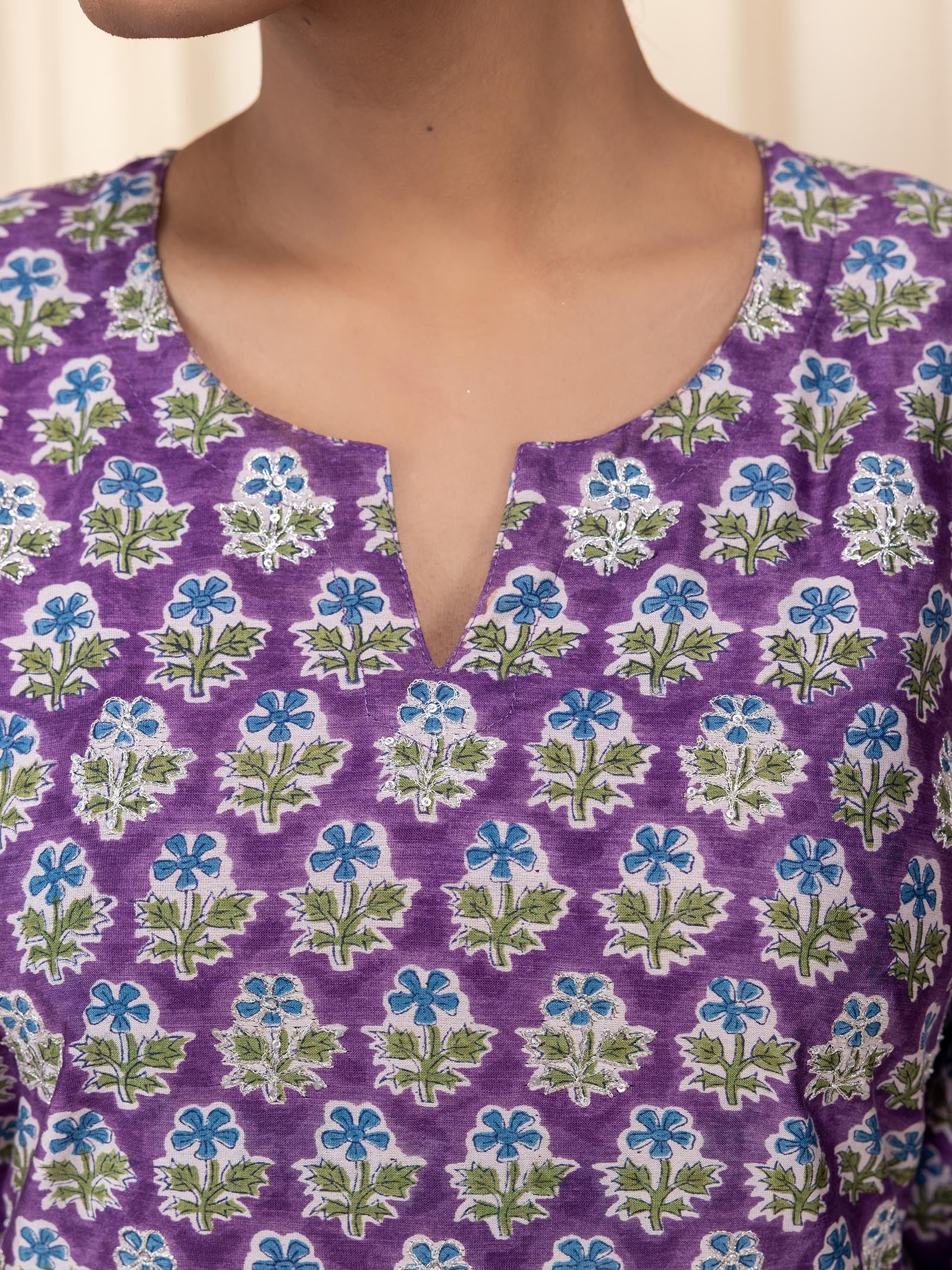 Sakhi Saheliya Purple Chanderi Kurta