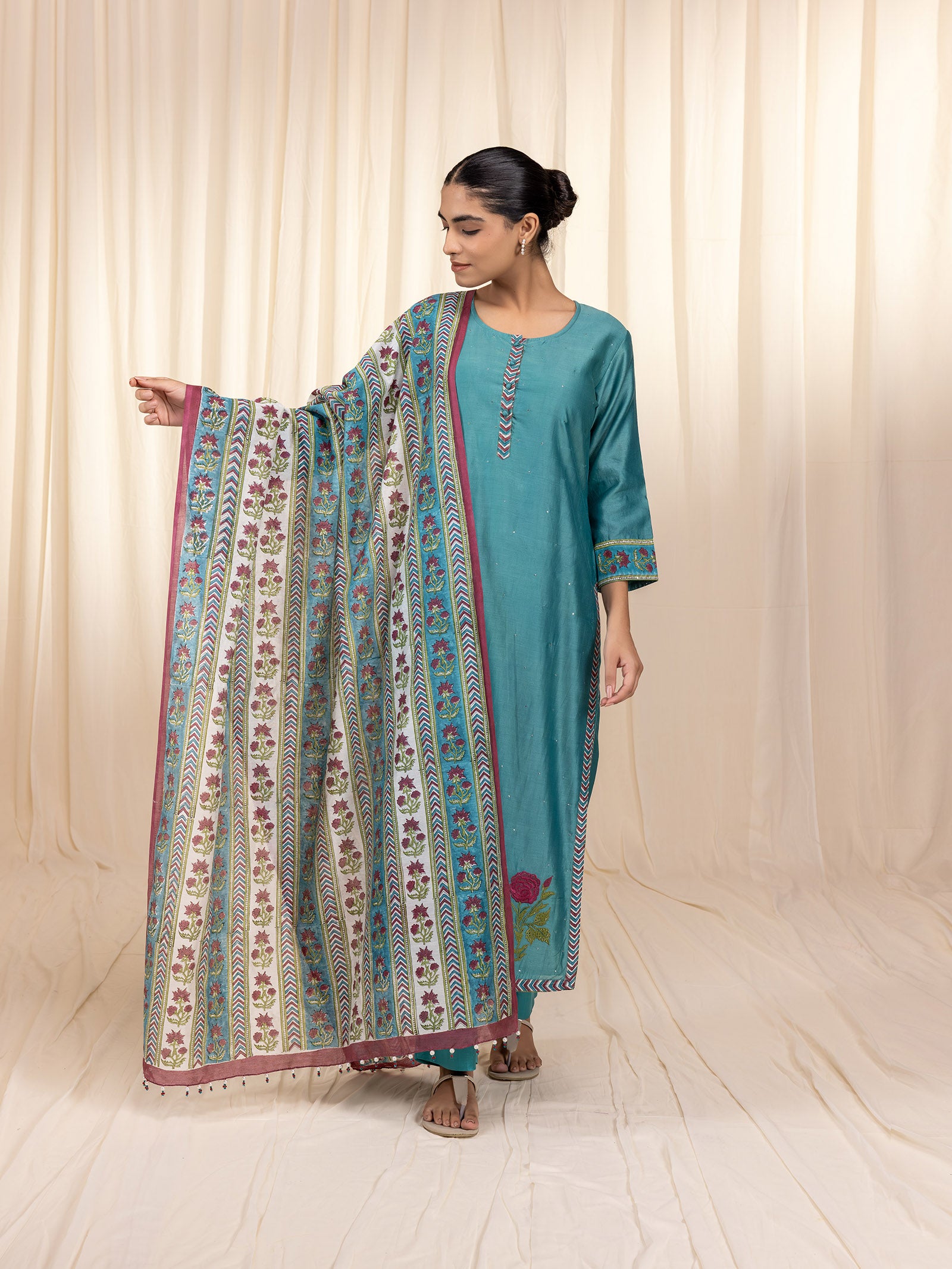 Panna Chanderi Dupatta