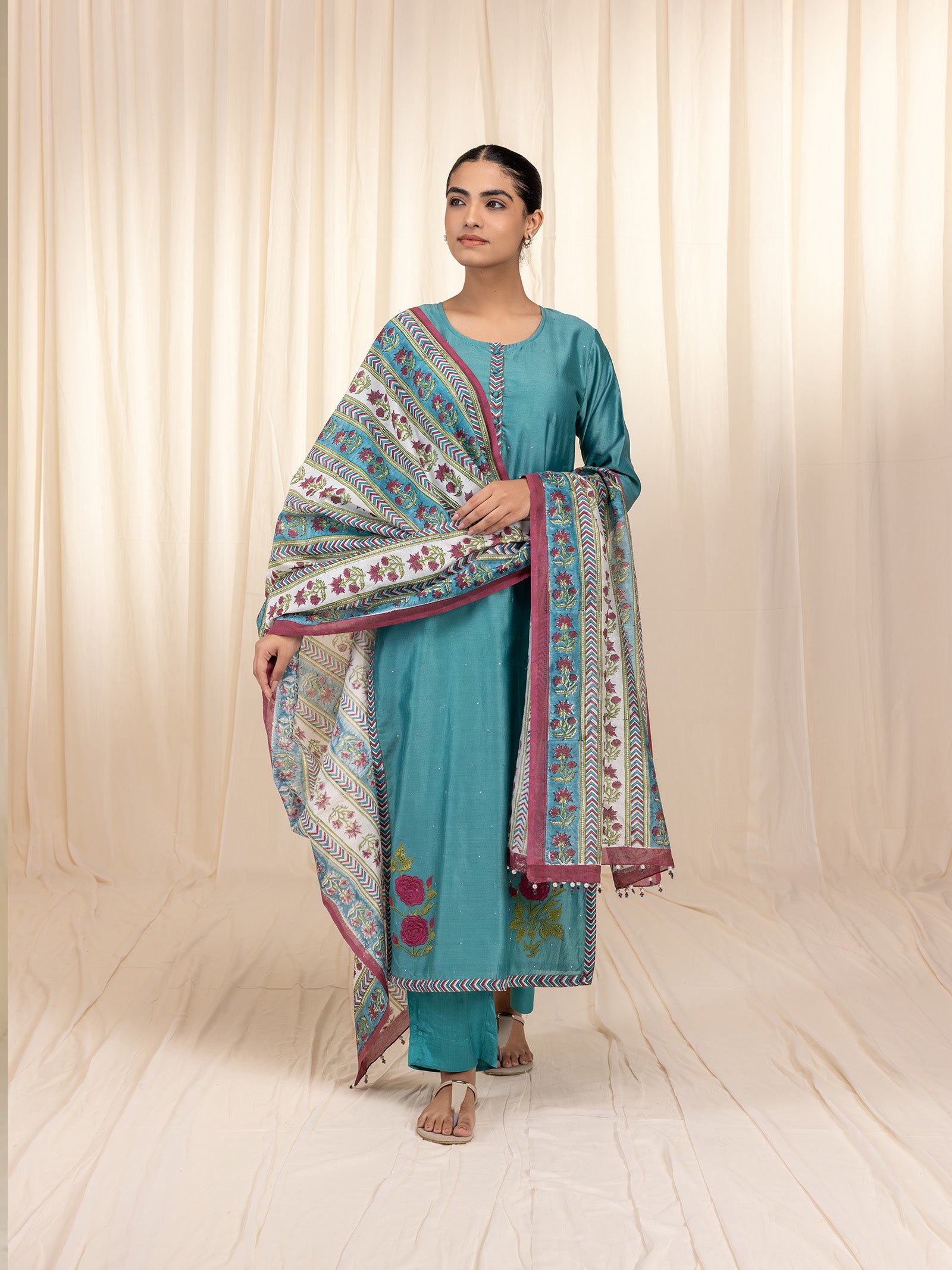 Panna Chanderi Dupatta